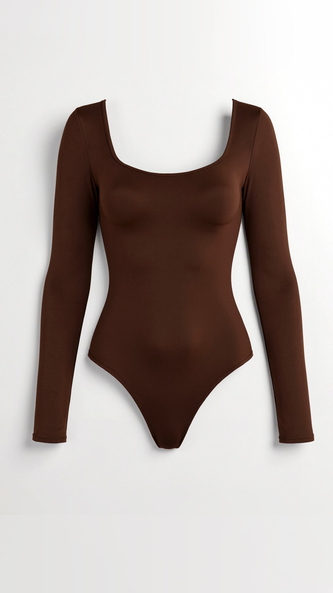Women's Seamless Scoop Neck Long Sleeve Thong Bodysuit