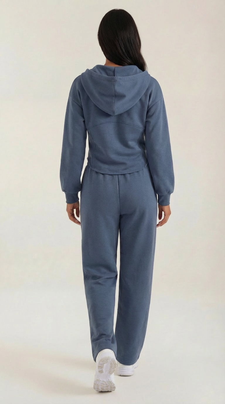 Yolanda Women's Zip Hoodie and Wide Leg Trousers Set