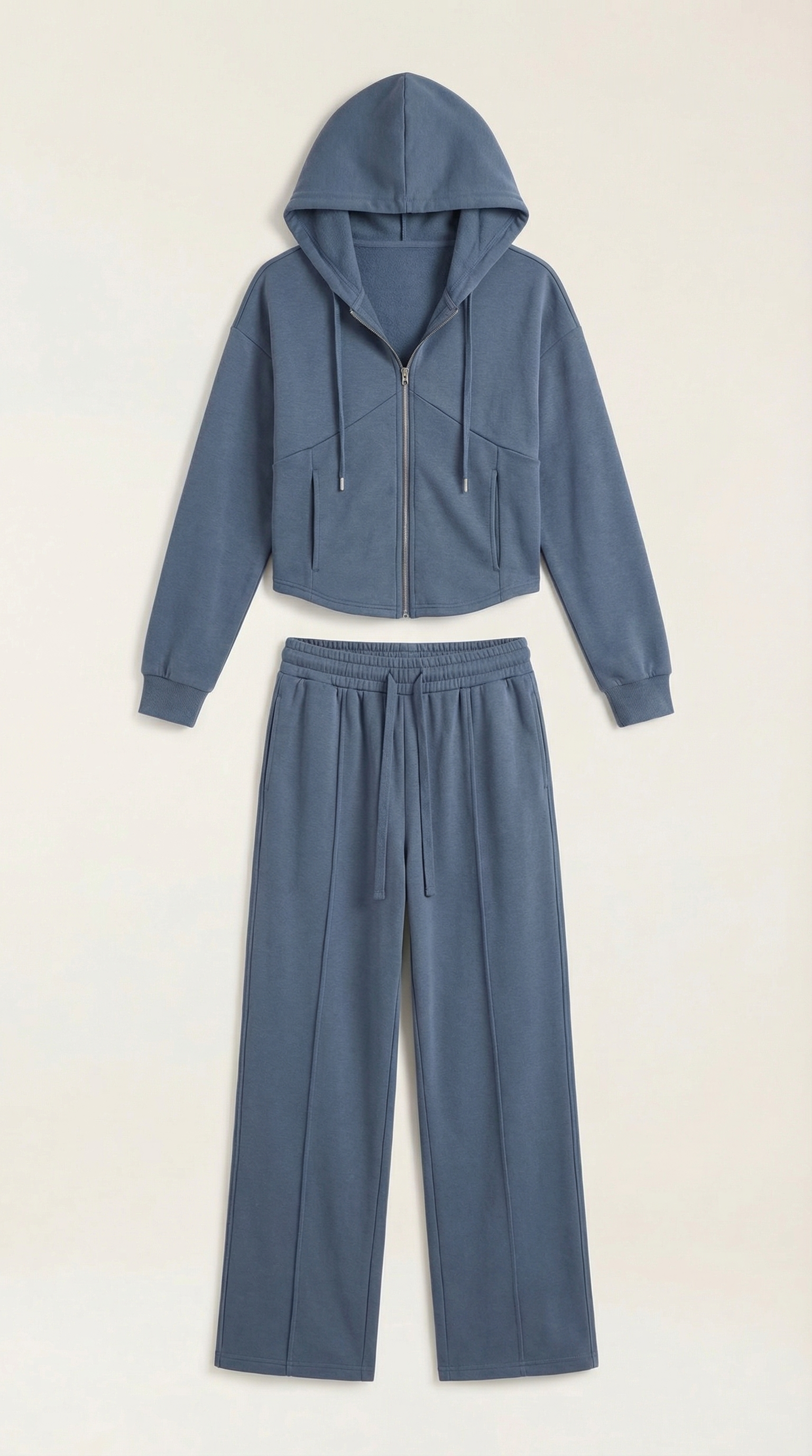 Yolanda Women's Zip Hoodie and Wide Leg Trousers Set