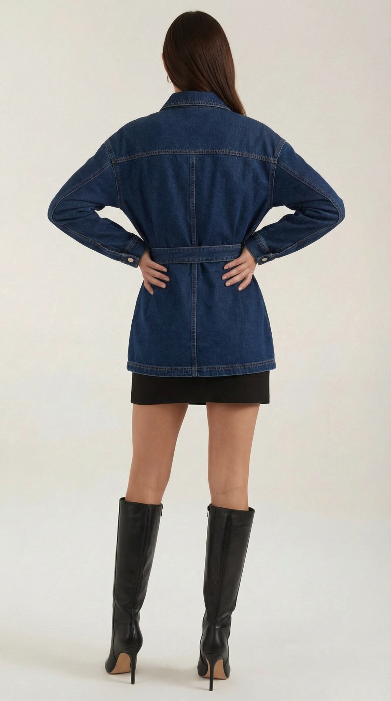 Alice Women's Belted Denim Jacket with Patch Pockets
