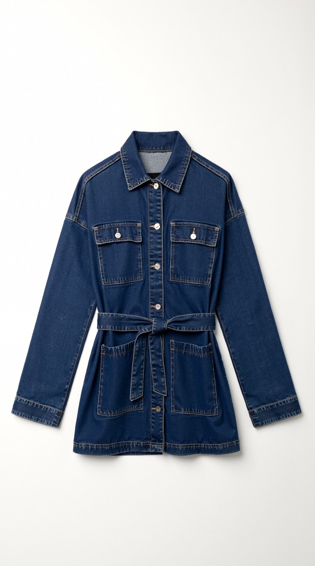 Alice Women's Belted Denim Jacket with Patch Pockets