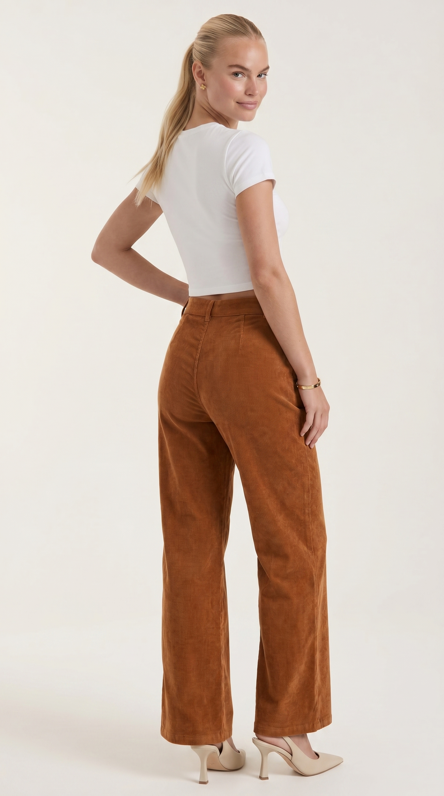 Allison Women's High Waist Wide Leg Corduroy Trousers
