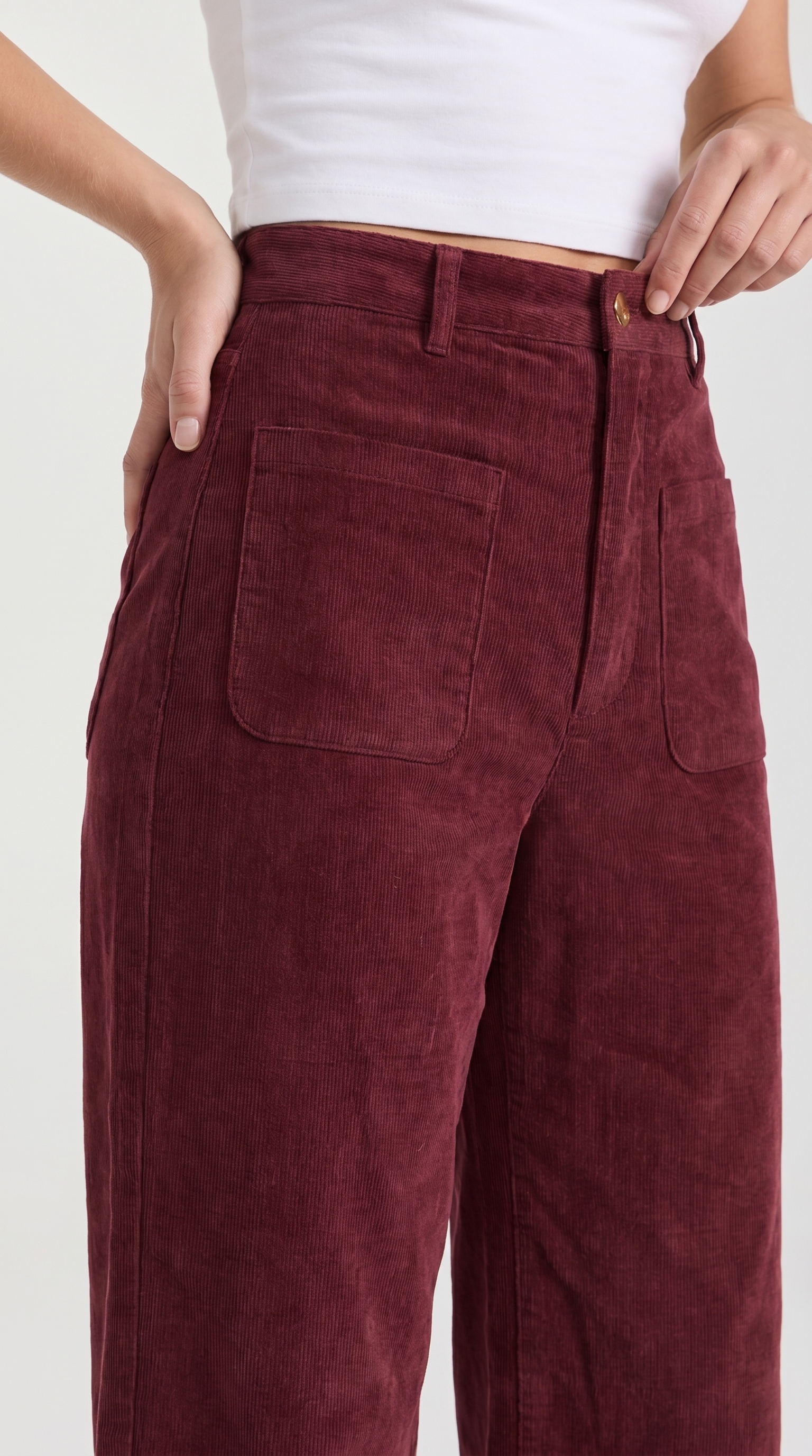 Allison Women's High Waist Wide Leg Corduroy Trousers