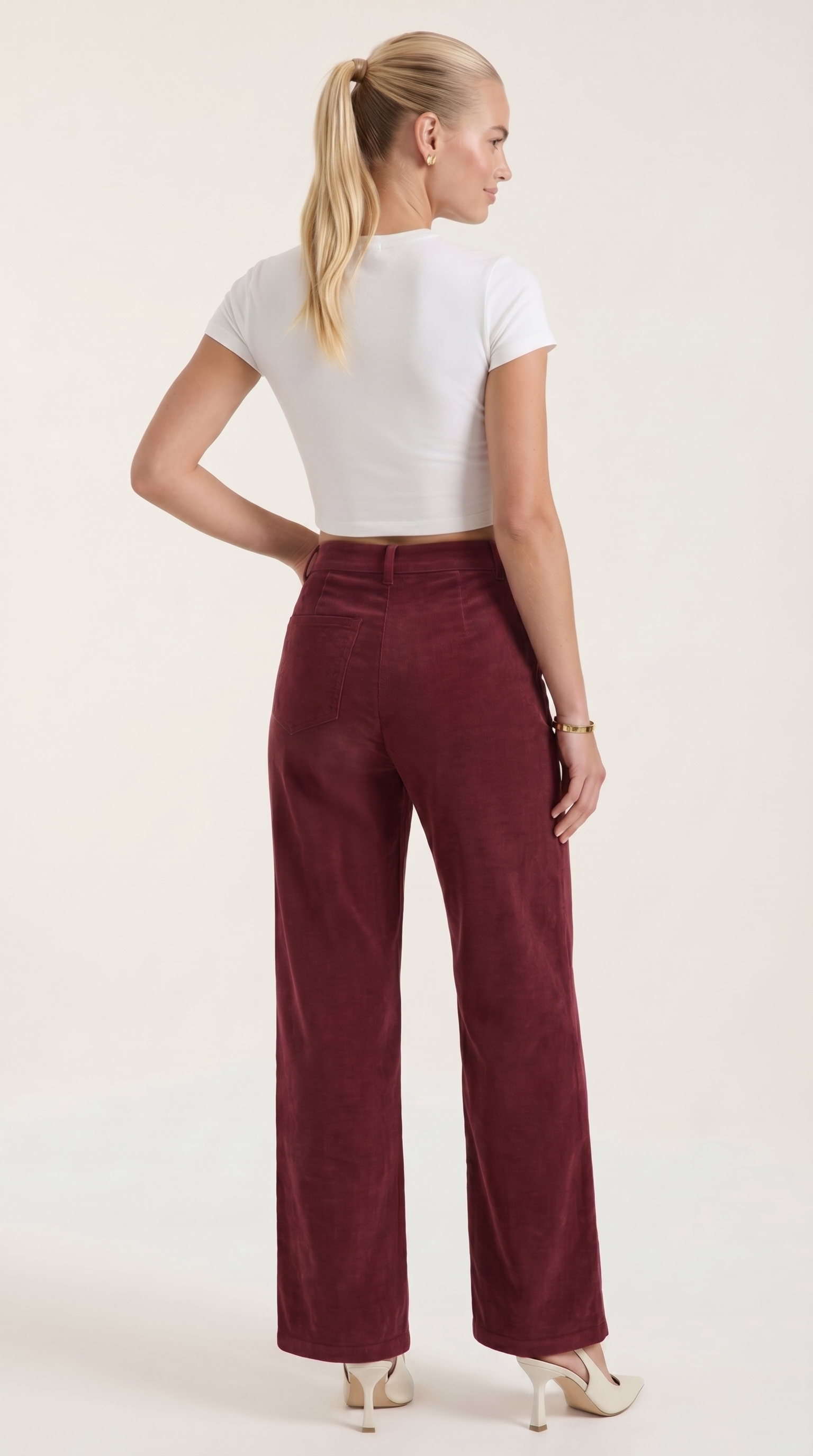 Allison Women's High Waist Wide Leg Corduroy Trousers