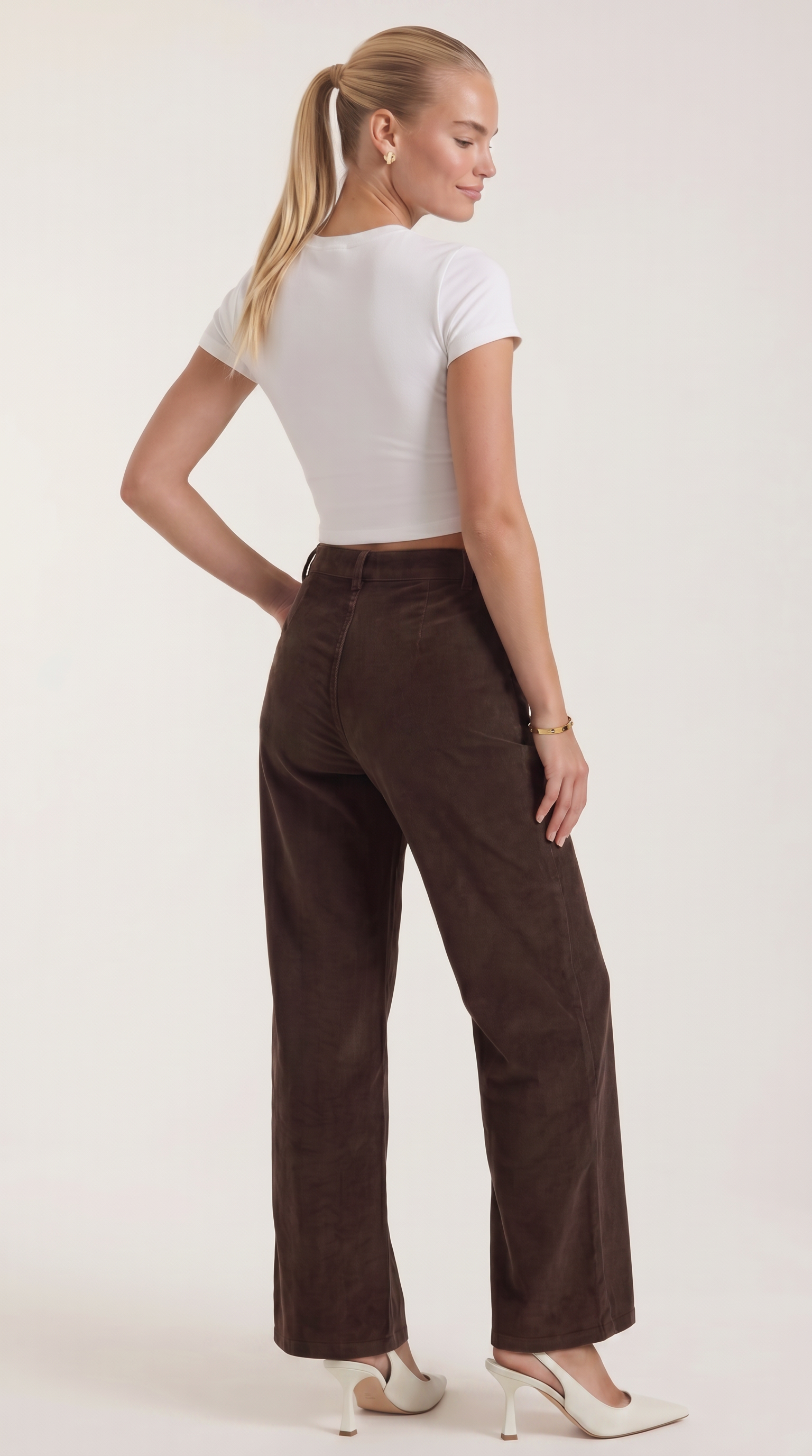 Allison Women's High Waist Wide Leg Corduroy Trousers