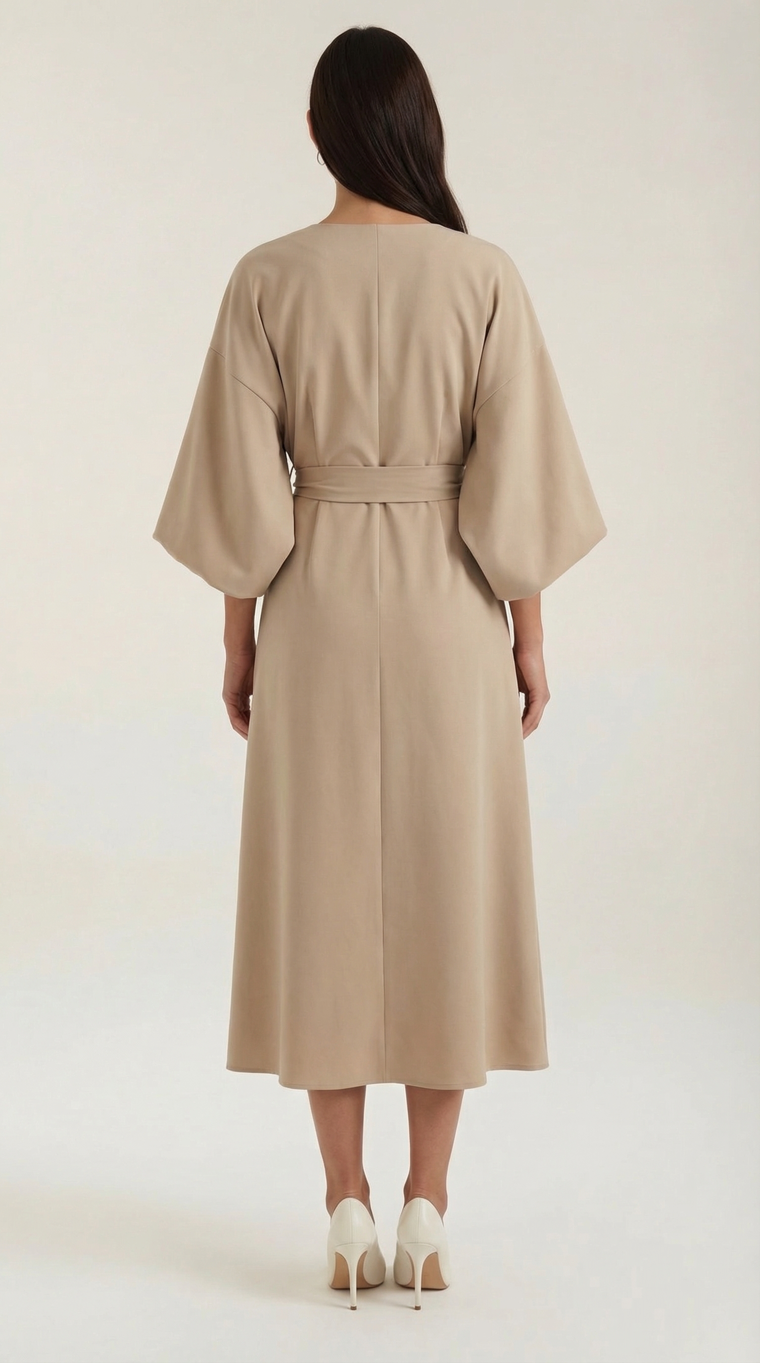 Ana Women's Bell Sleeve Belted Wrap Midi Dress