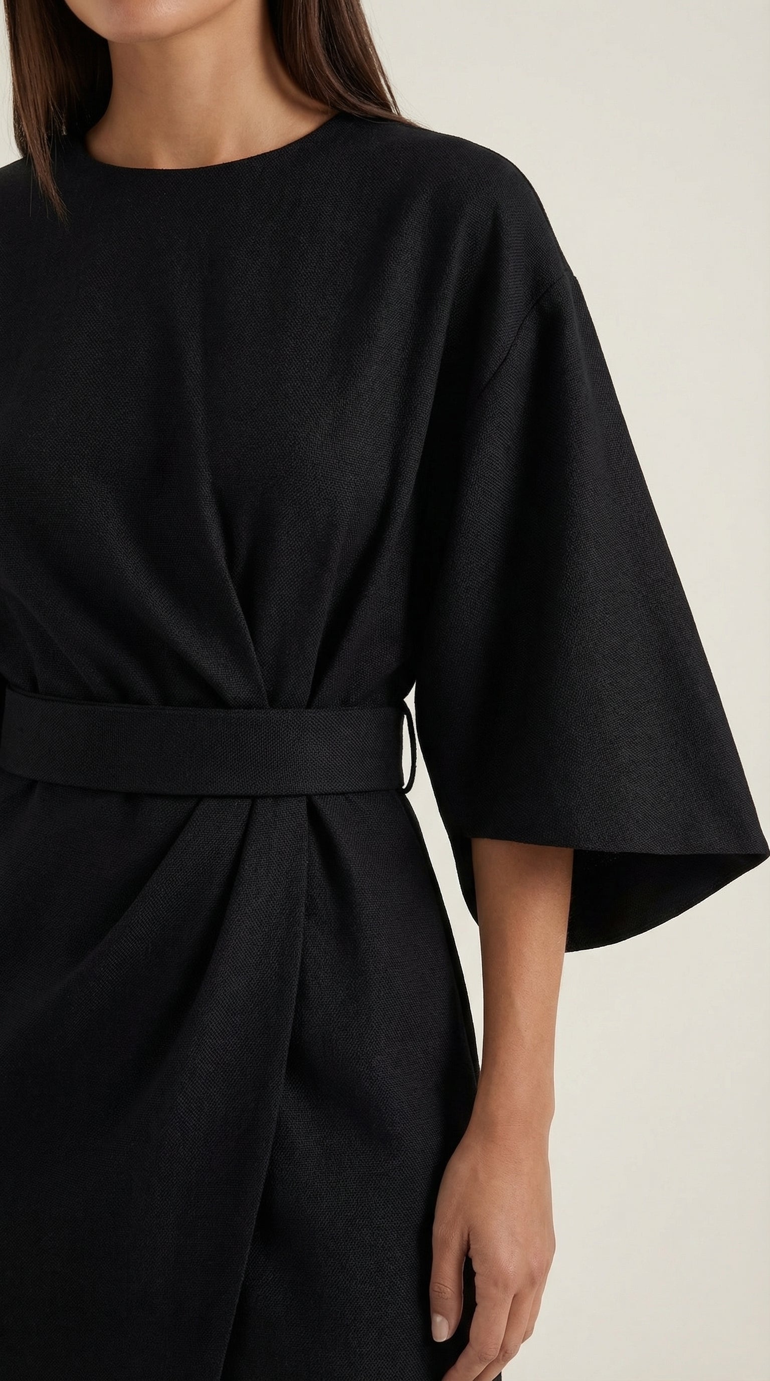 Ana Women's Bell Sleeve Belted Wrap Midi Dress