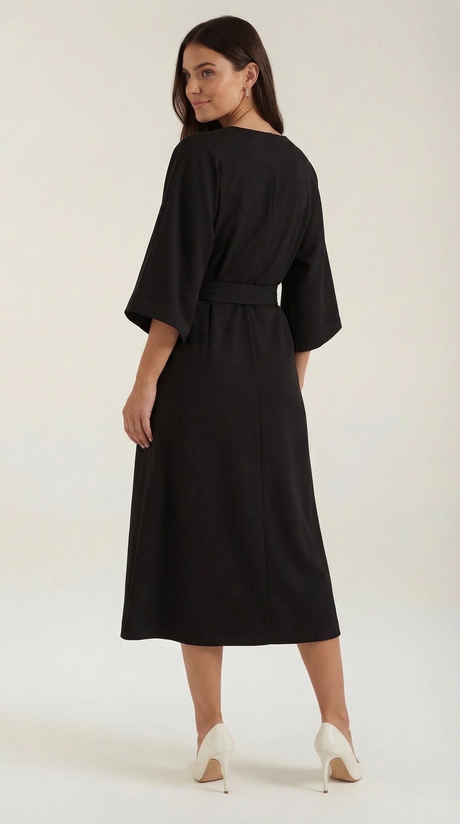 Ana Women's Bell Sleeve Belted Wrap Midi Dress