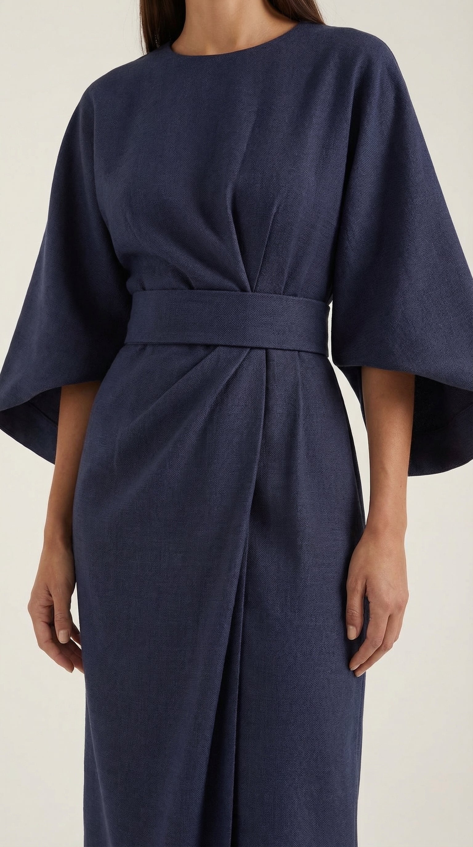 Ana Women's Bell Sleeve Belted Wrap Midi Dress
