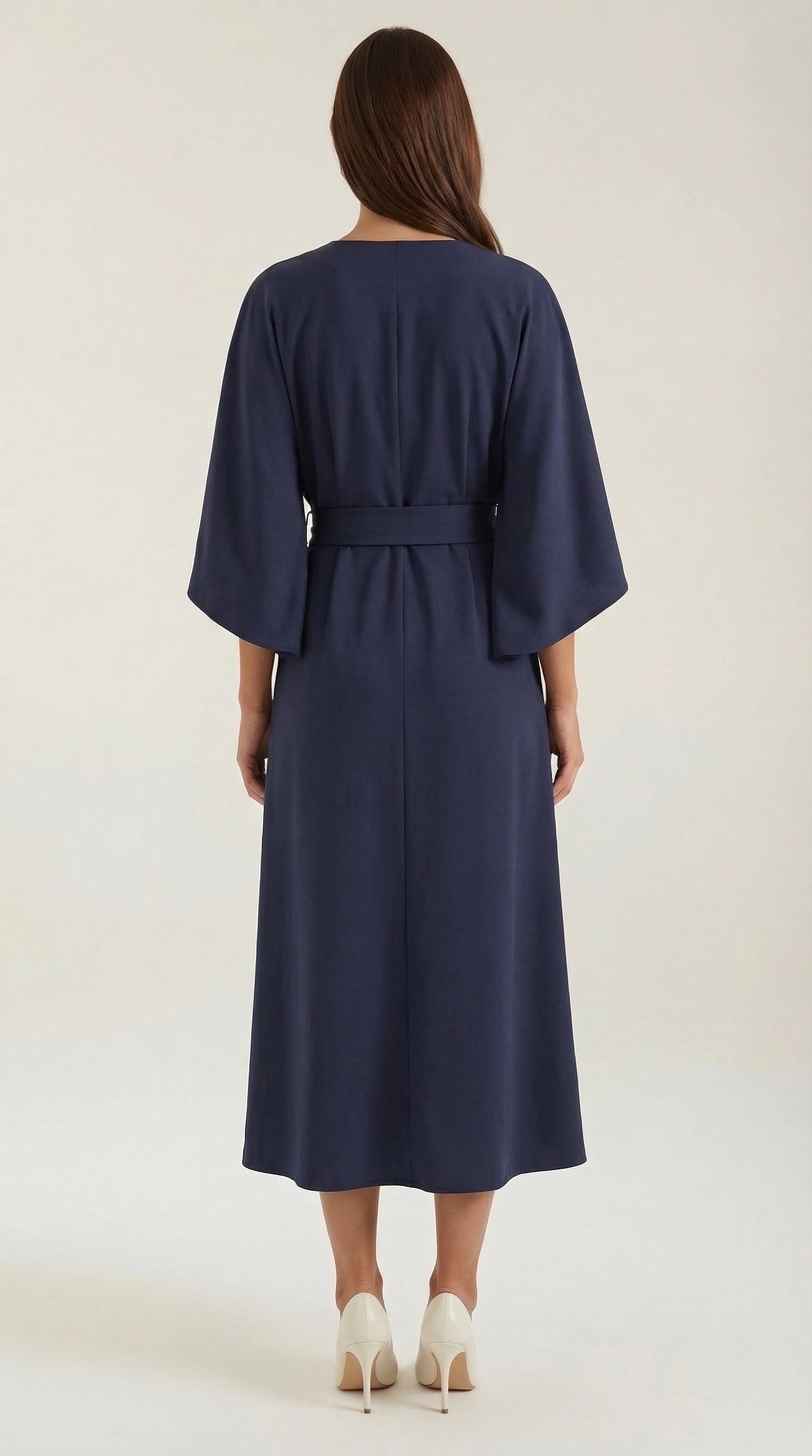 Ana Women's Bell Sleeve Belted Wrap Midi Dress