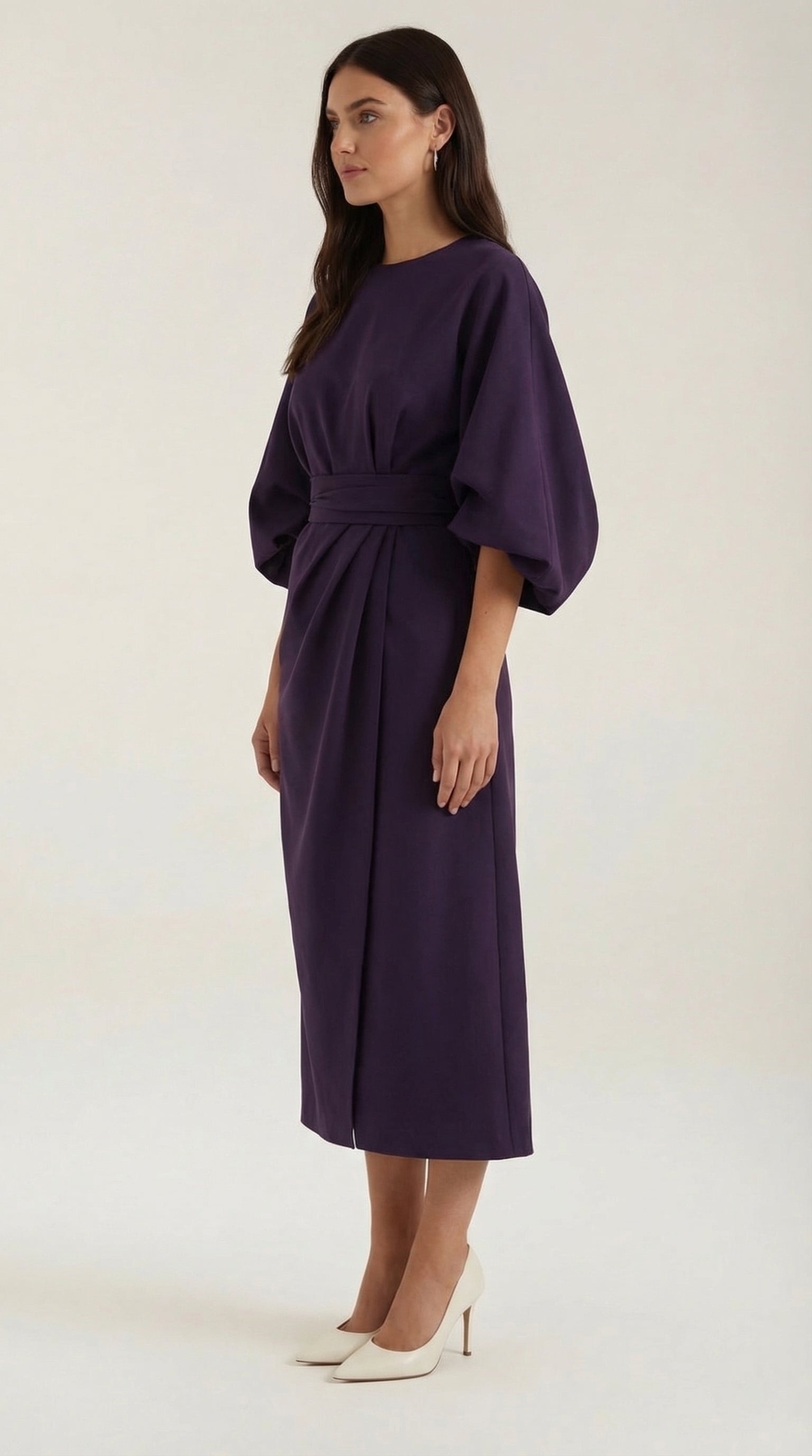 Ana Women's Bell Sleeve Belted Wrap Midi Dress