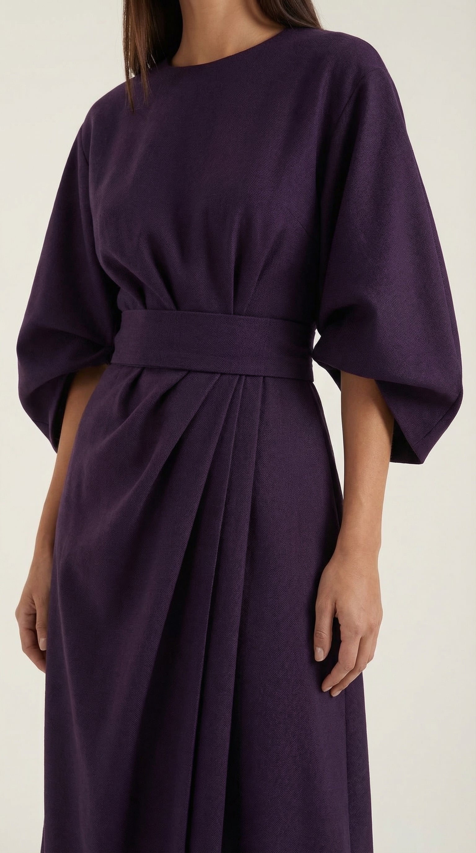 Ana Women's Bell Sleeve Belted Wrap Midi Dress