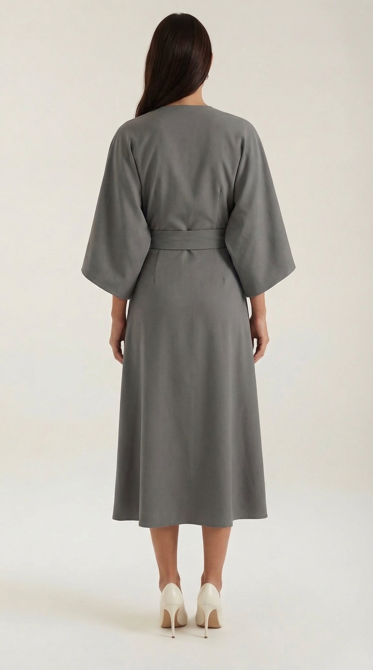 Ana Women's Bell Sleeve Belted Wrap Midi Dress