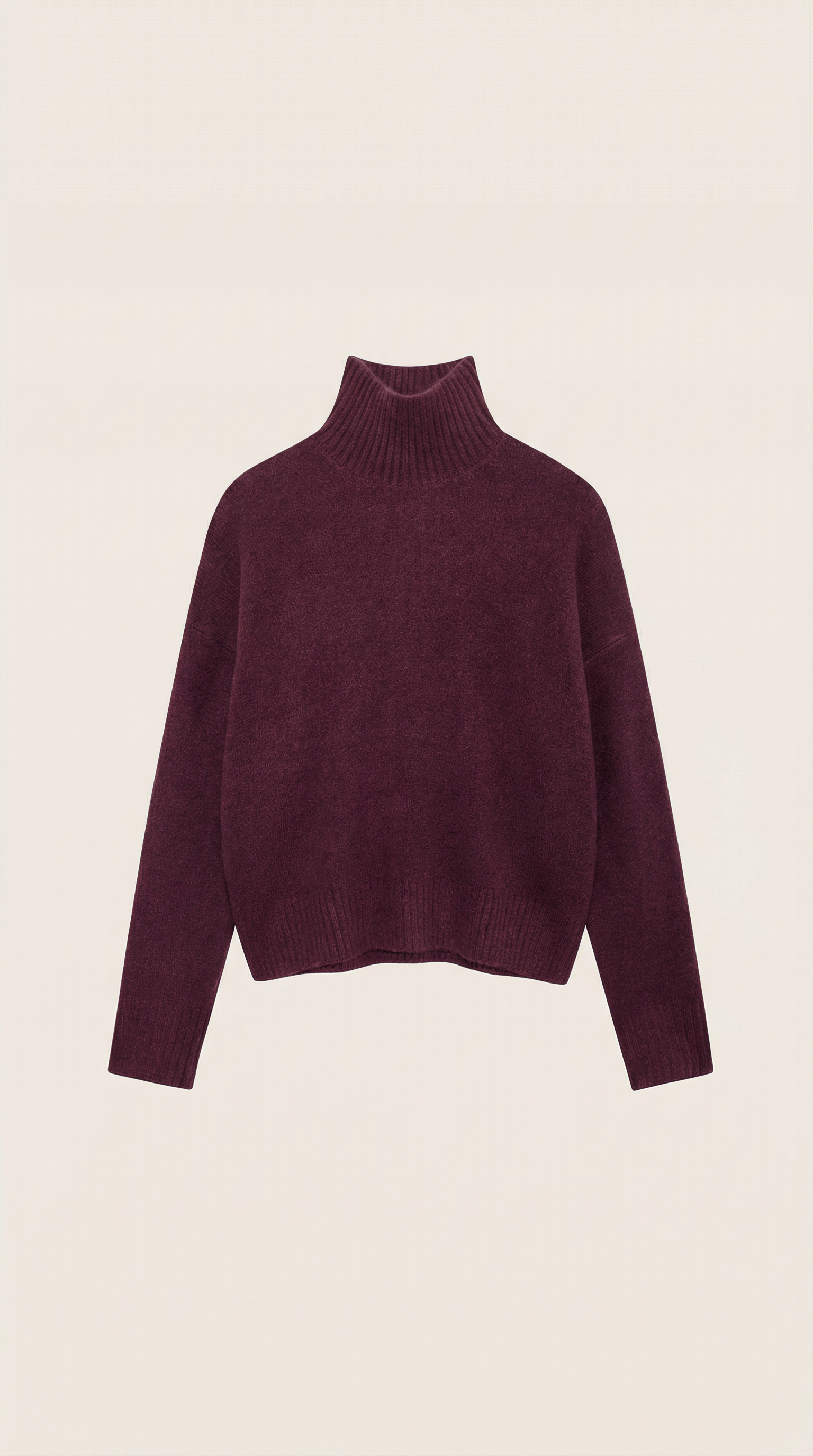 Andrea Women's Knitted Turtleneck Jumper with Ribbed Trims