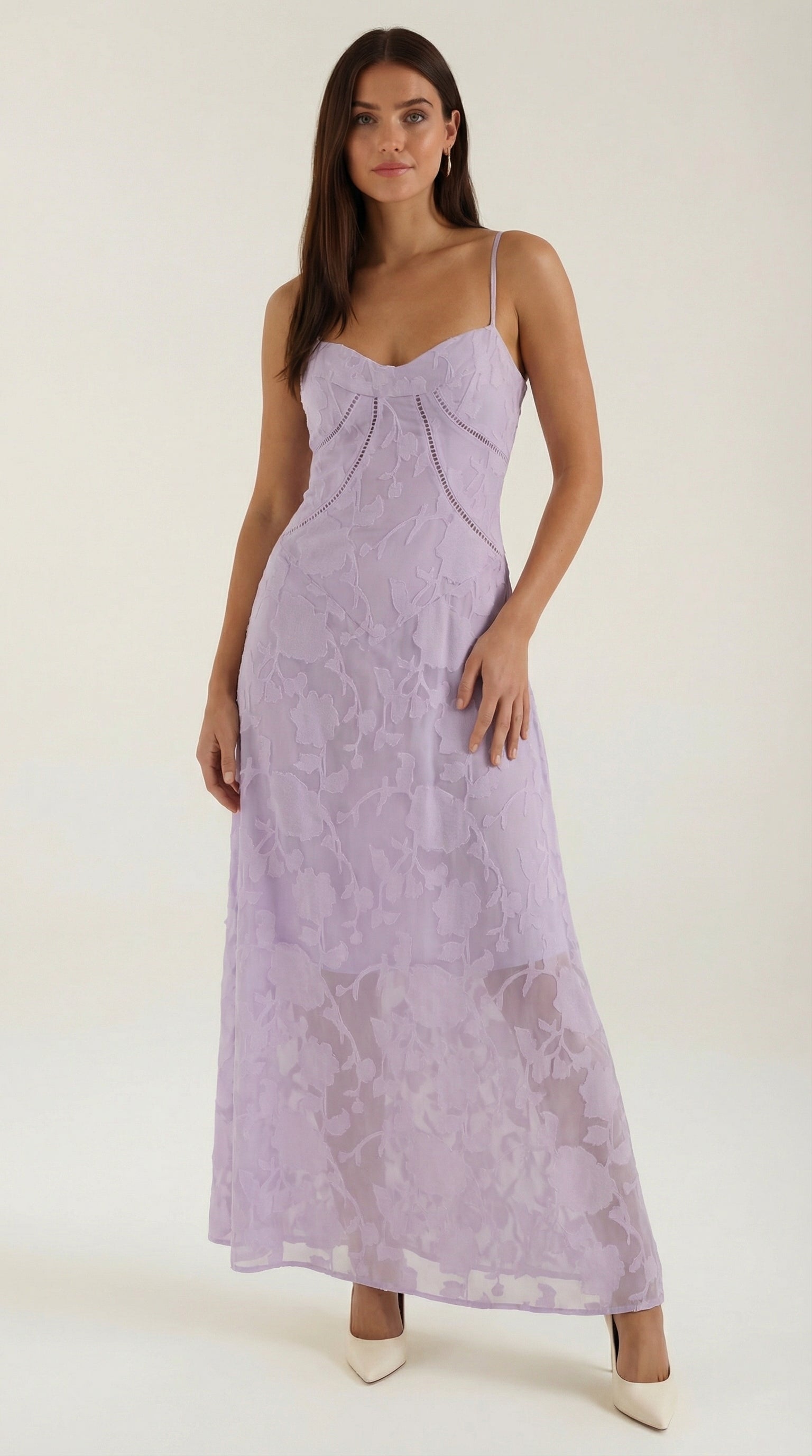Arabelle Women's Floral Lace Sweetheart Maxi Dress - Orchid