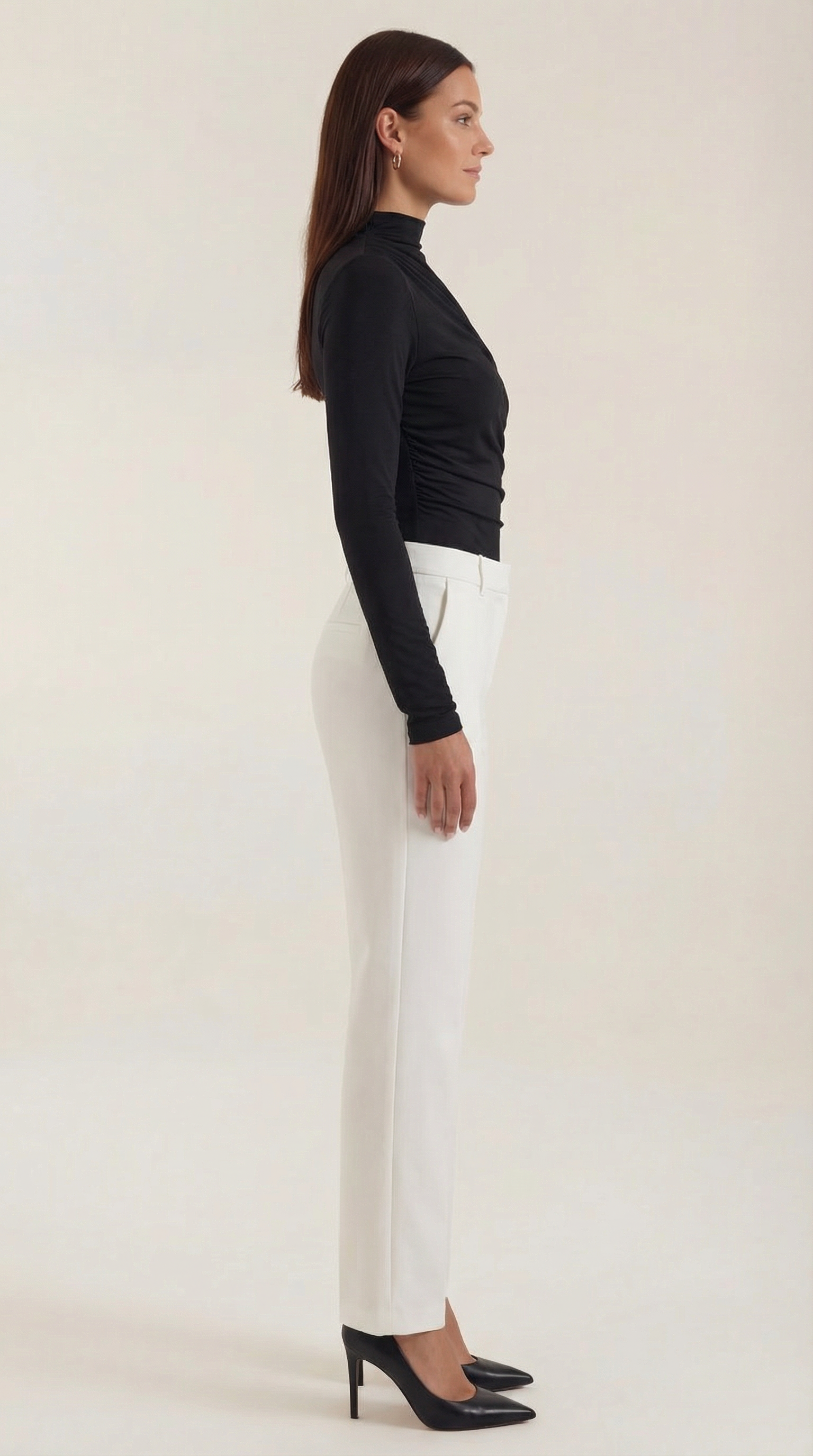 Audrey Women's Crew Neck Ruched Long-Sleeve Bodysuit