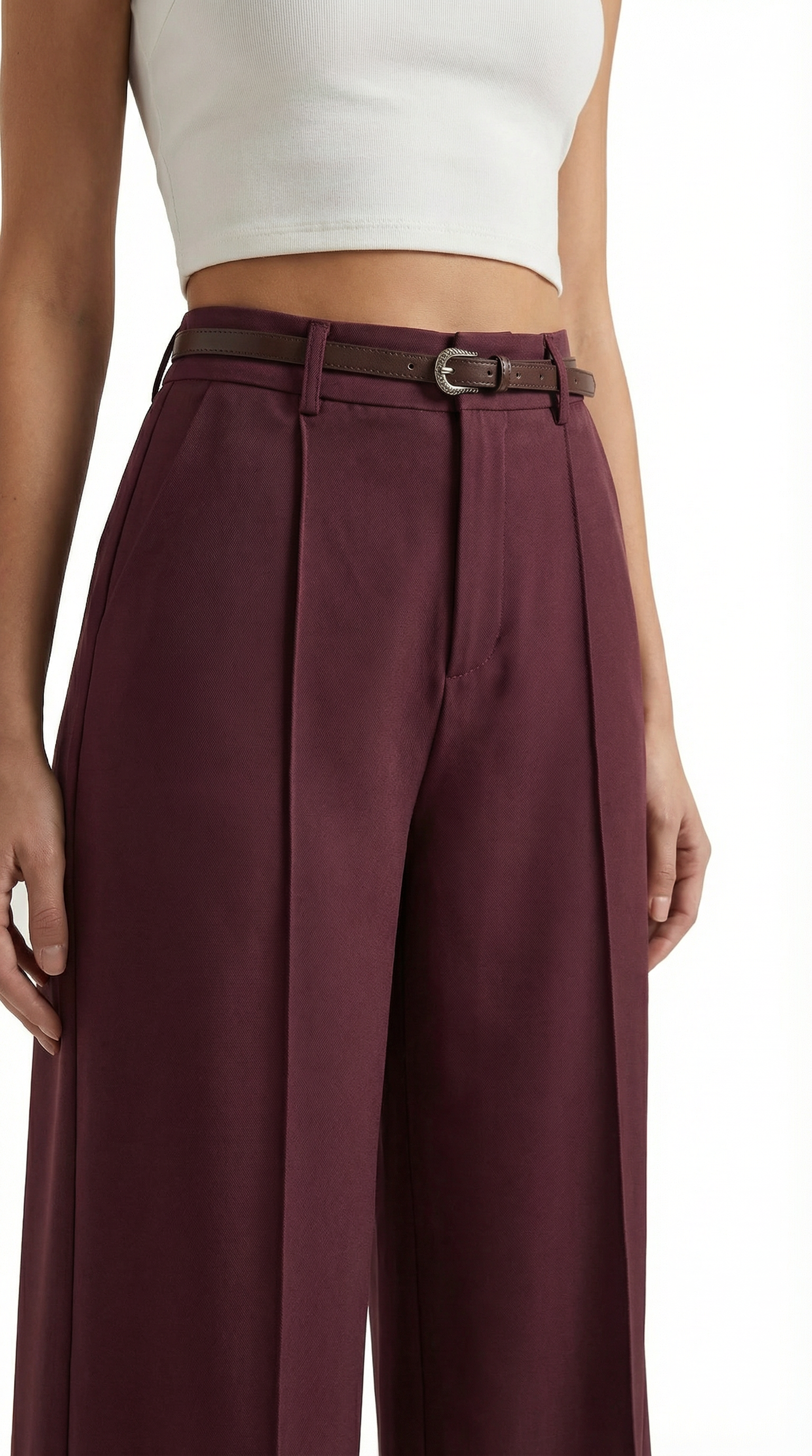 Bertha Women's Pleated Belted Wide-Leg Trousers