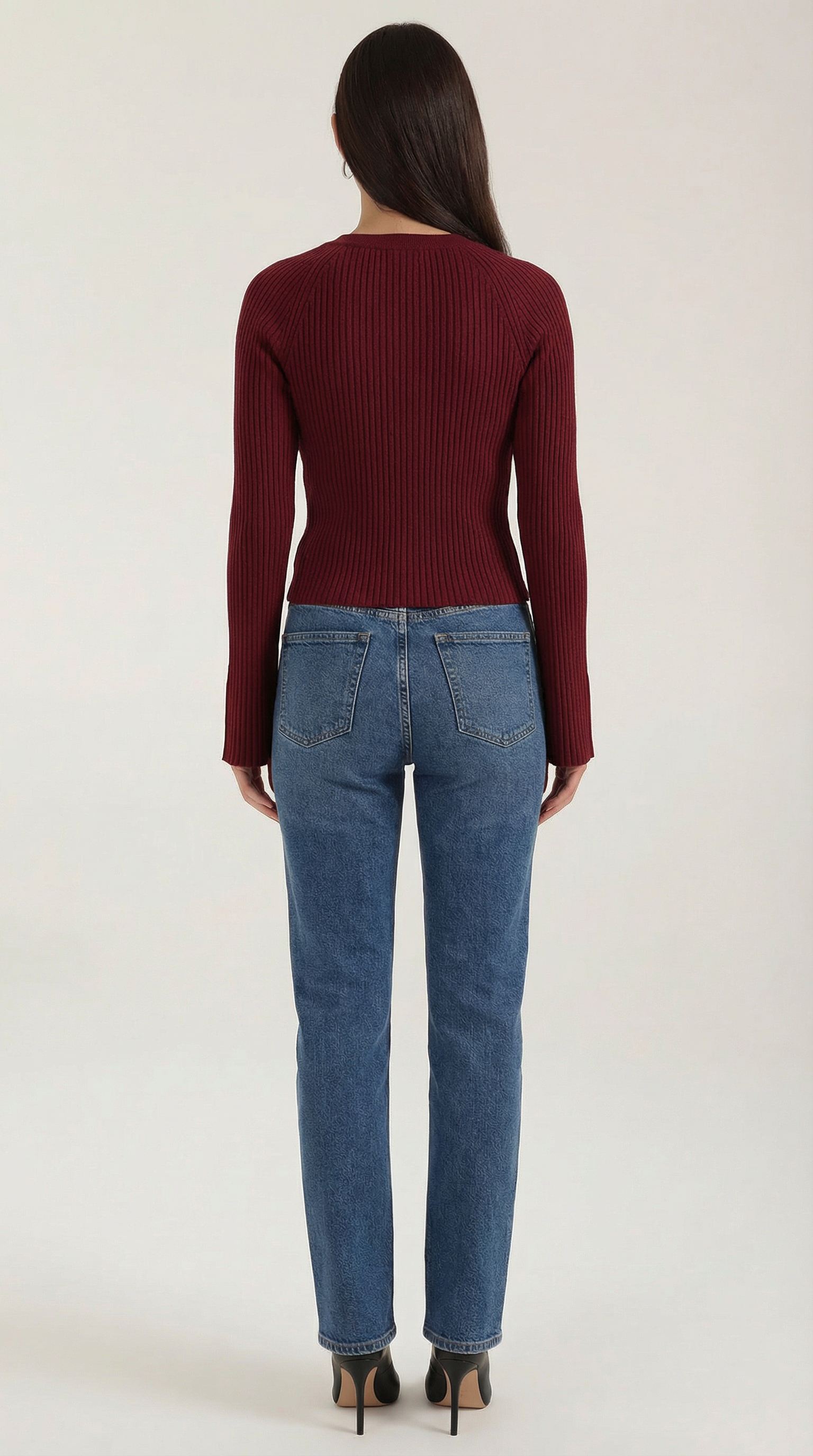 Betty Women's Ribbed Knit Top with Gold Buttons