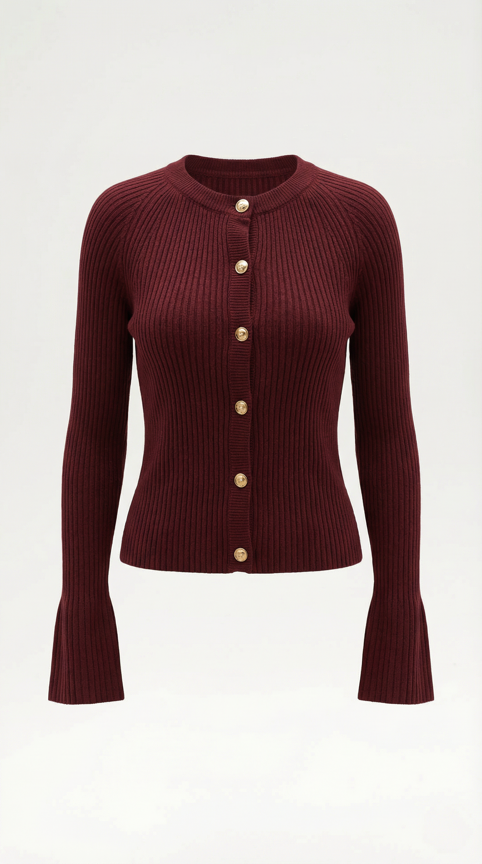 Betty Women's Ribbed Knit Top with Gold Buttons