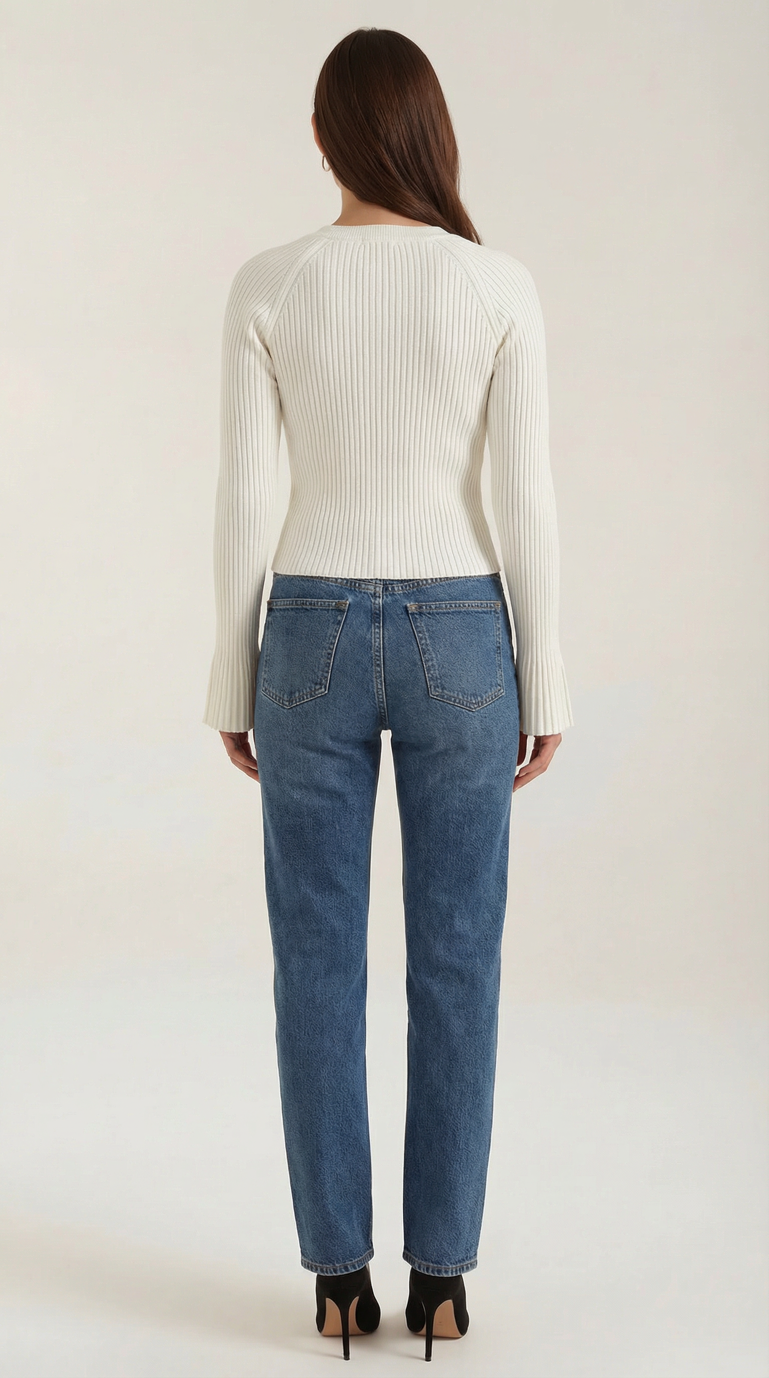 Betty Women's Ribbed Knit Top with Gold Buttons