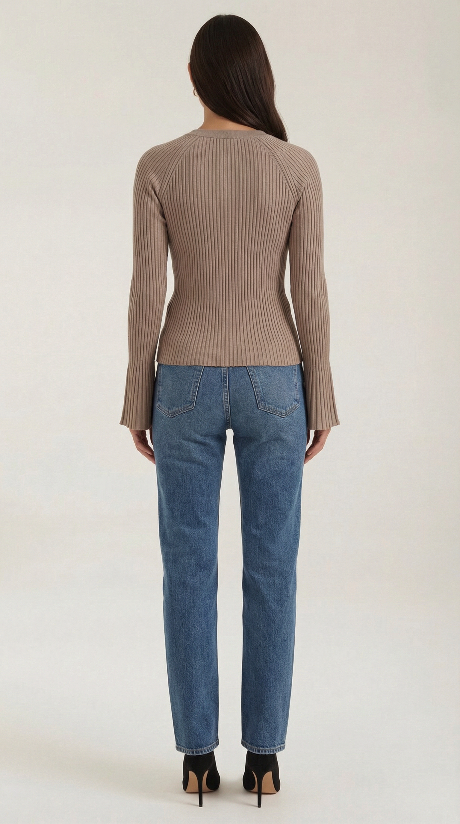 Betty Women's Ribbed Knit Top with Gold Buttons
