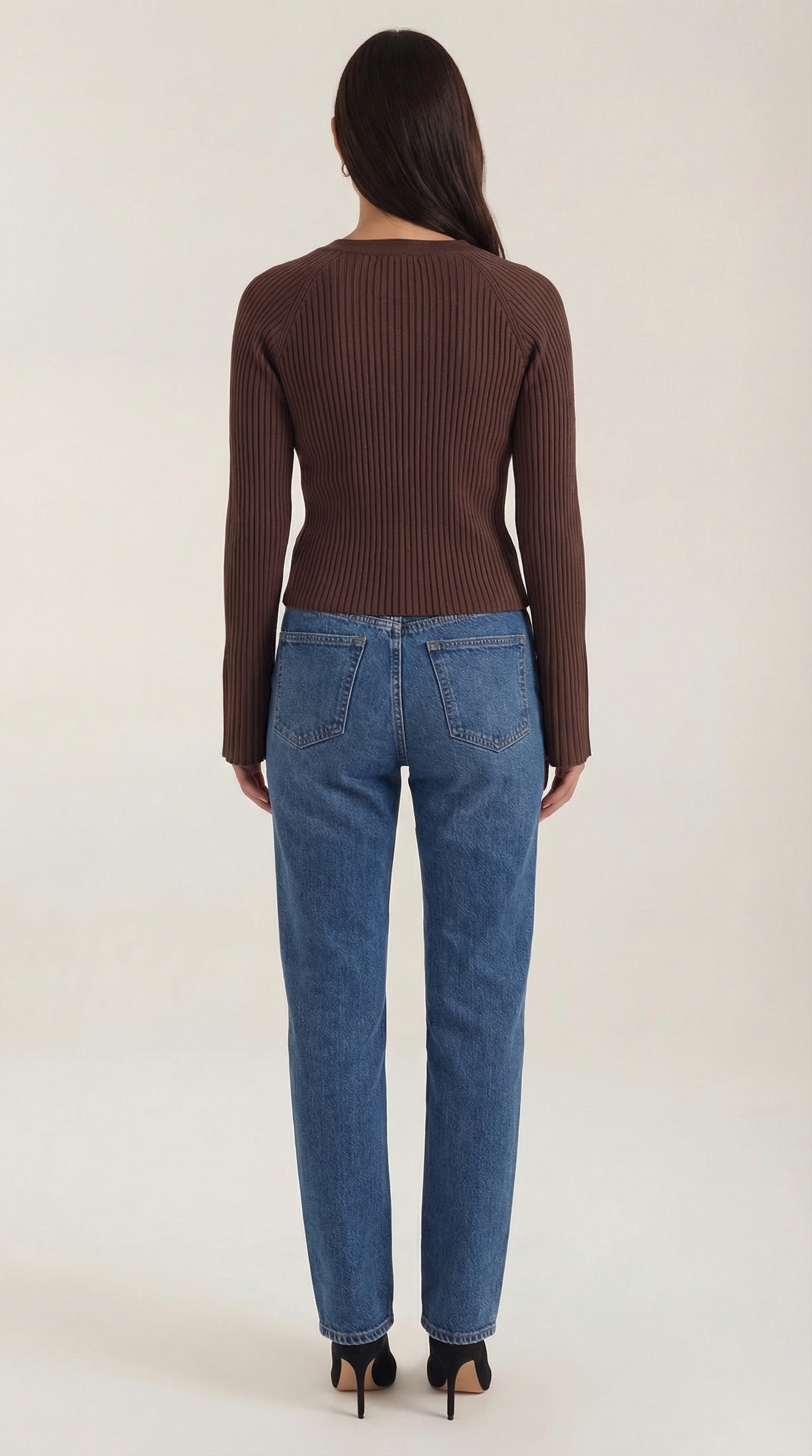 Betty Women's Ribbed Knit Top with Gold Buttons