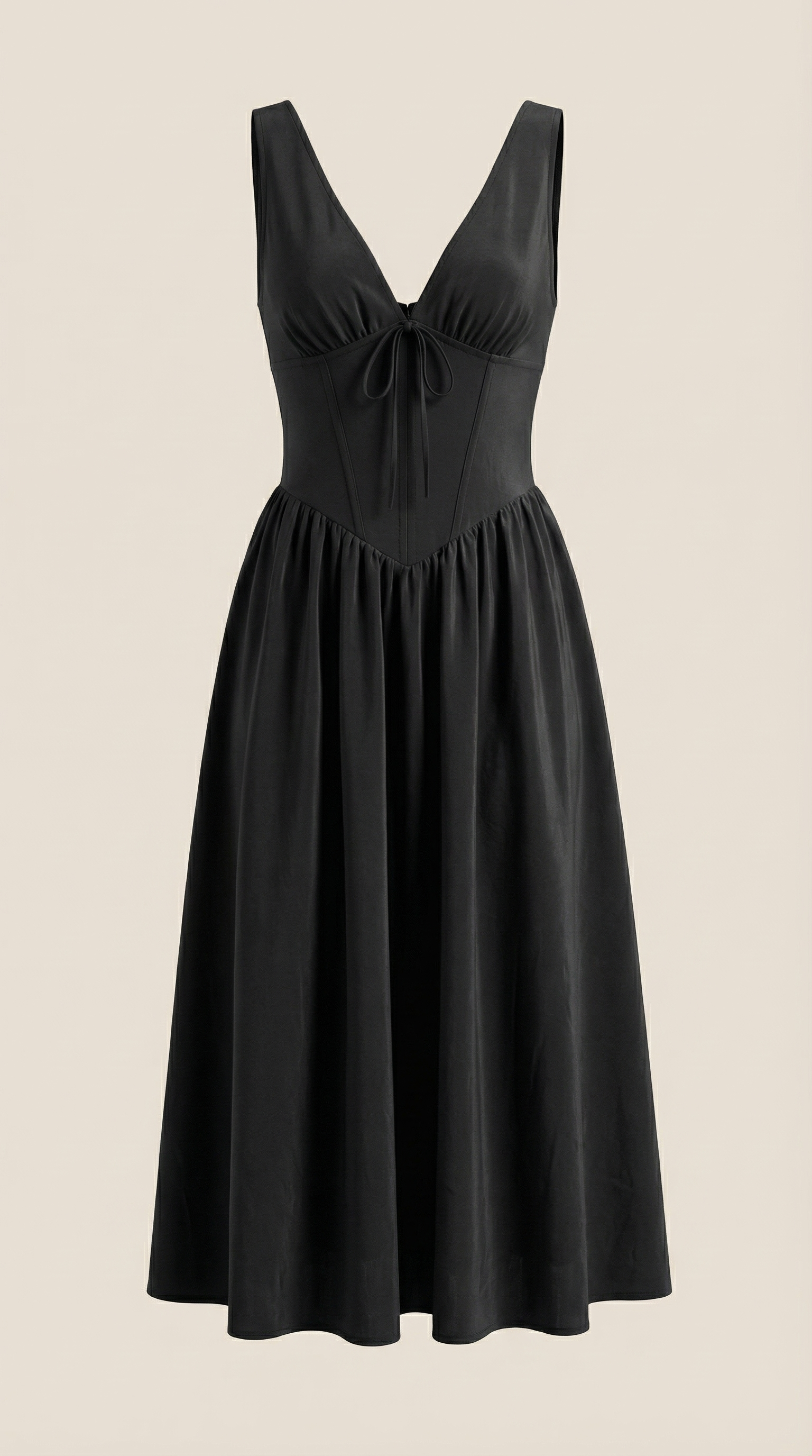 Cassiopeia Women's Plunge V-Neck Fitted Bodice Midi Dress