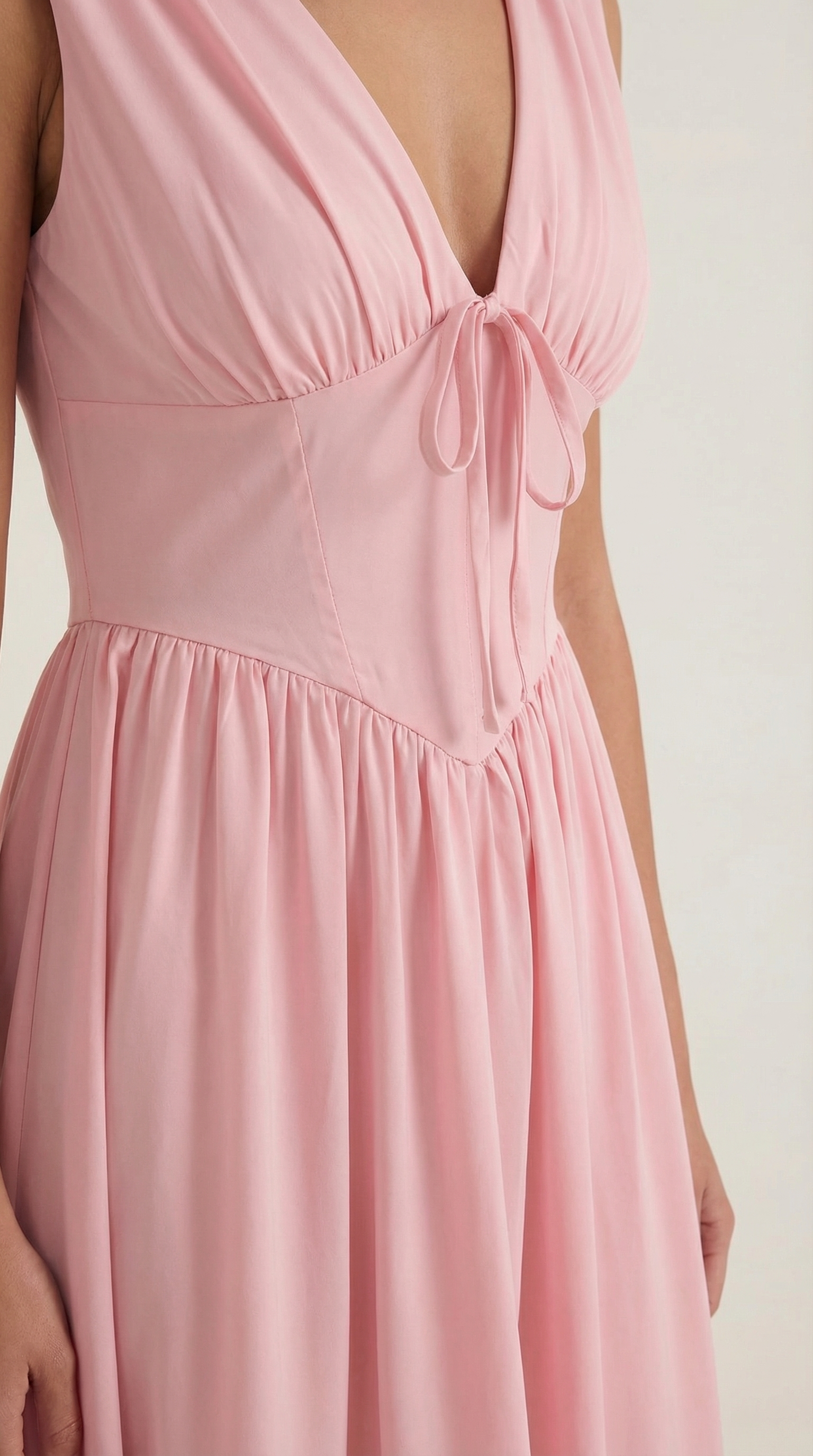 Cassiopeia Women's Plunge V-Neck Fitted Bodice Midi Dress