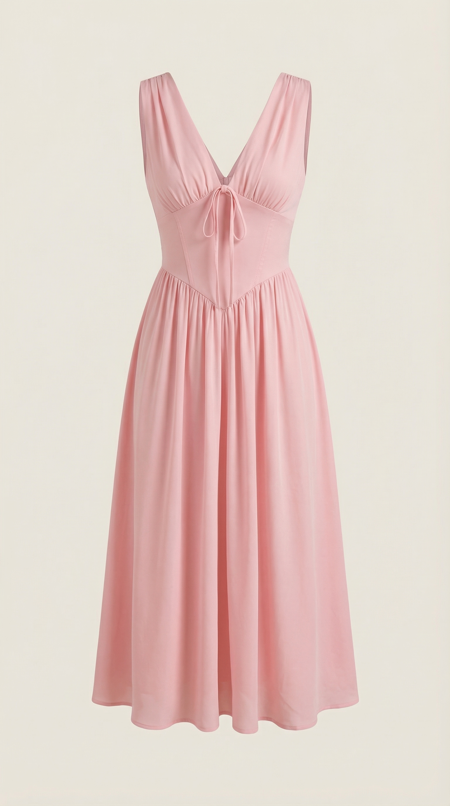 Cassiopeia Women's Plunge V-Neck Fitted Bodice Midi Dress