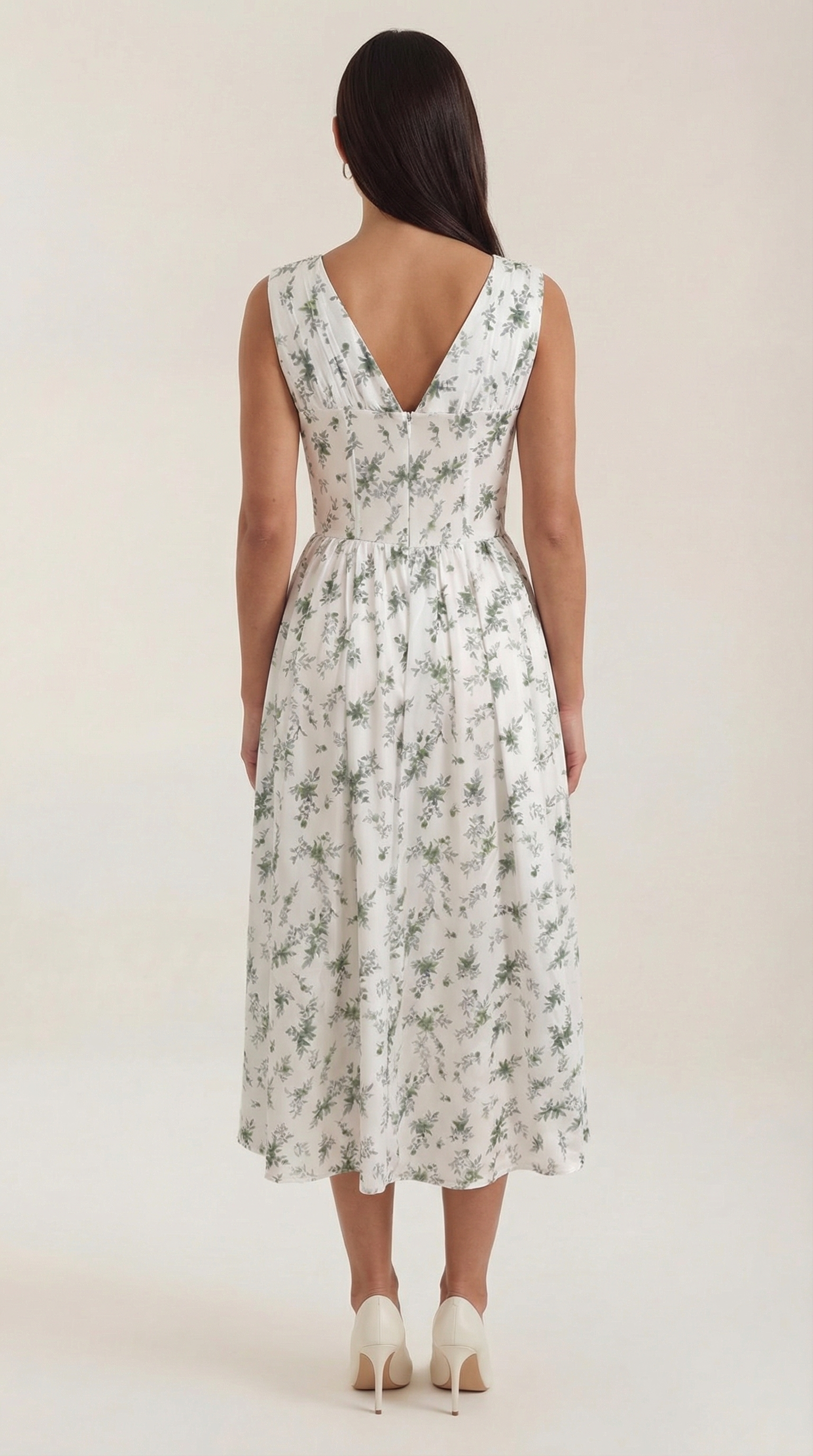 Cassiopeia Women's Plunge V-Neck Fitted Bodice Midi Dress
