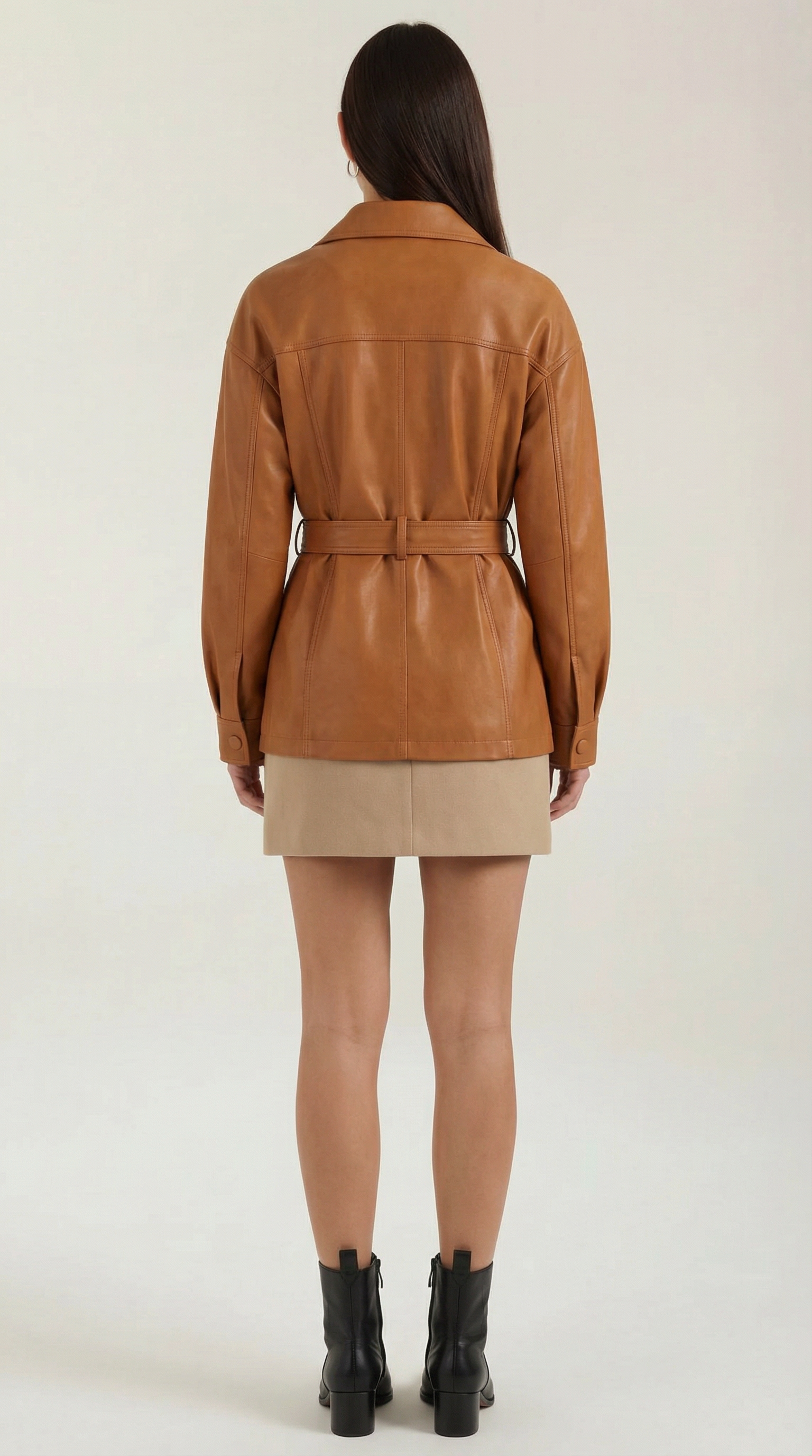Christina Women's Belted Faux Leather Jacket with Pockets