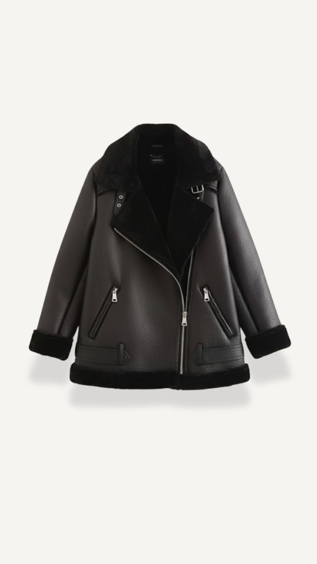 Christine Women's Belted Zip-Up Faux Shearling Aviator Jacket