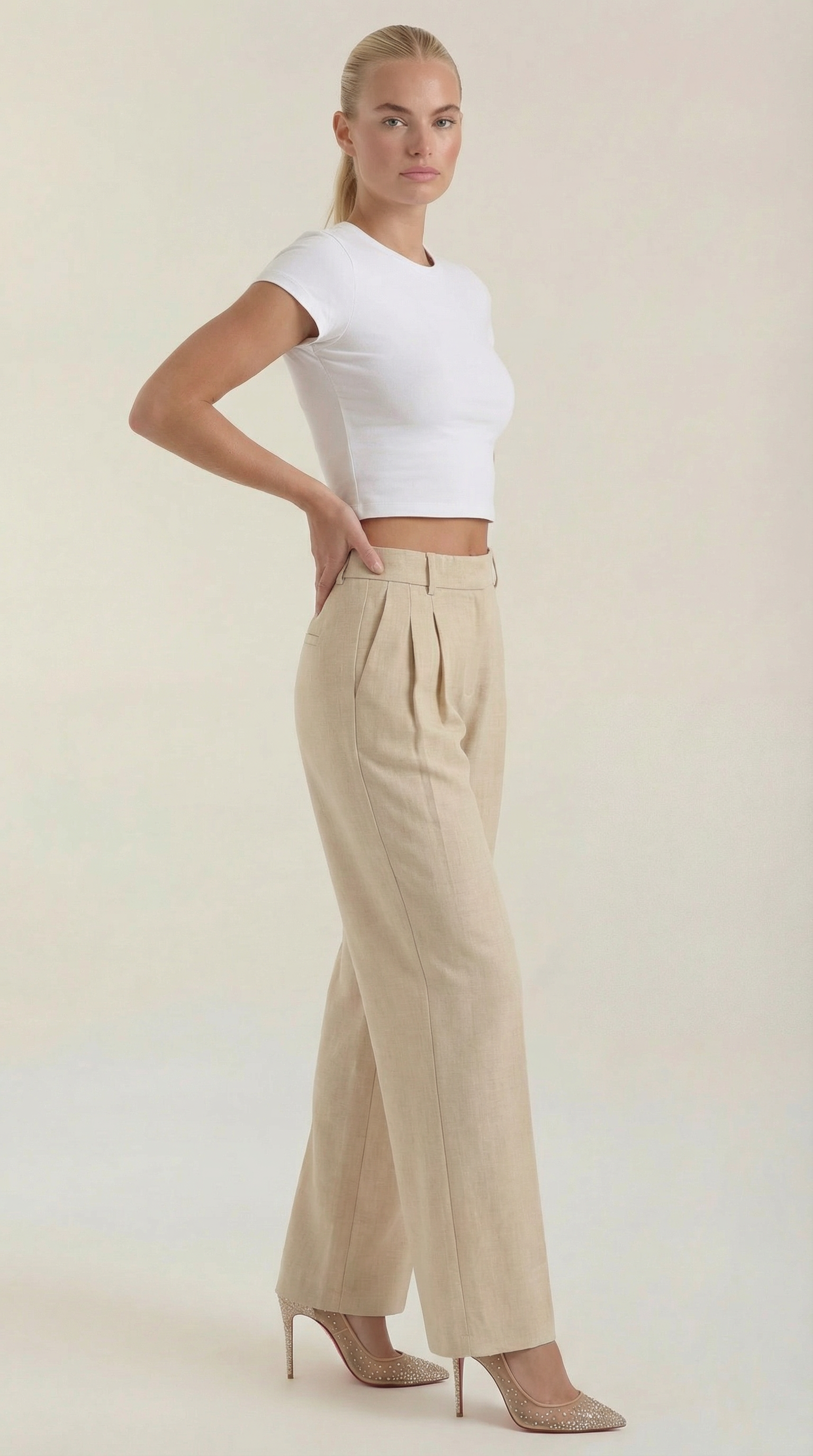 Courtney Women's Pleated High-Rise Wide Leg Trousers