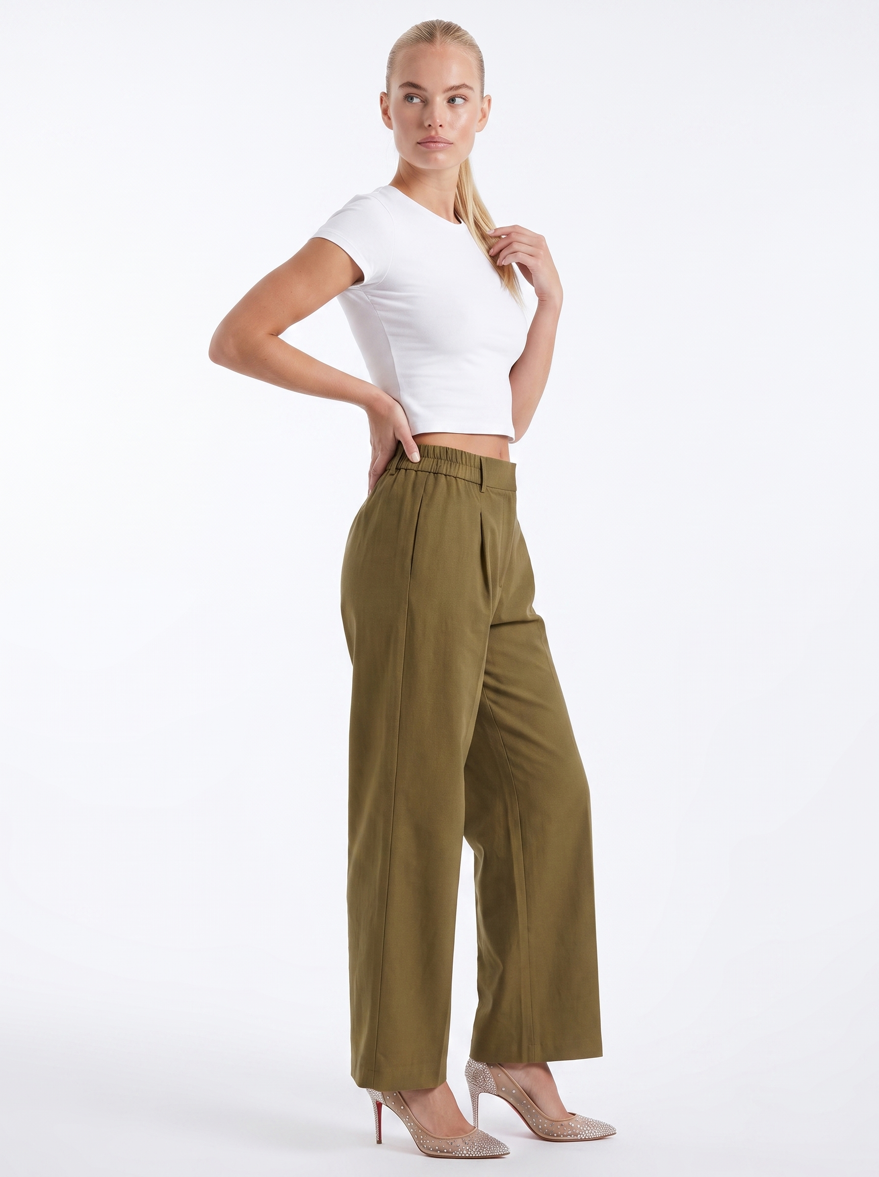 Courtney Women's Pleated High-Rise Wide Leg Trousers