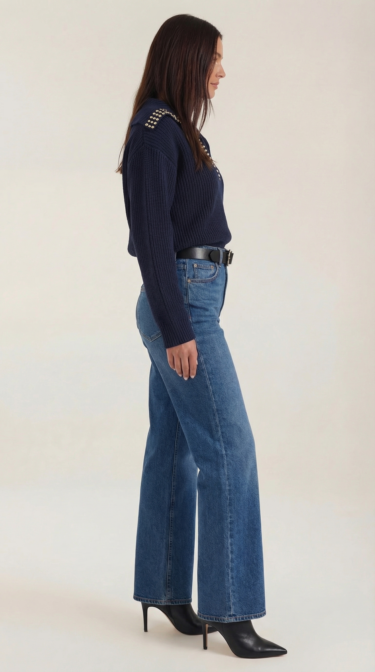 Darlene Women's Studded Collar Wool-Look Jumper