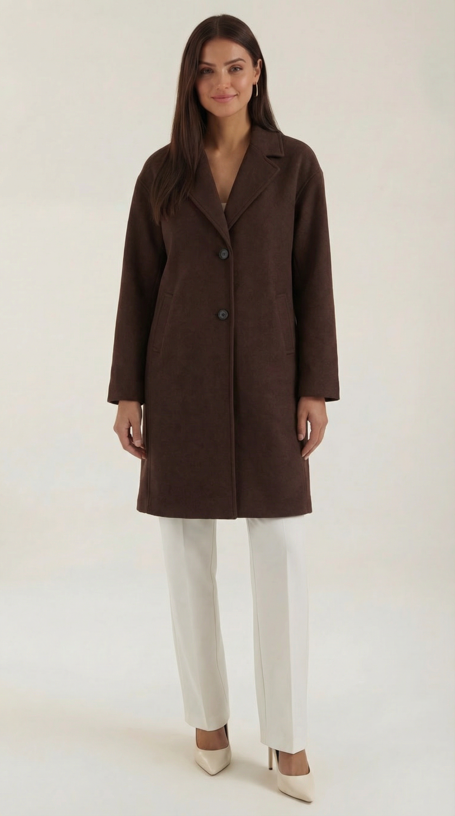 Diane Women's Oversized Longline Wool-Look Coat - Brown