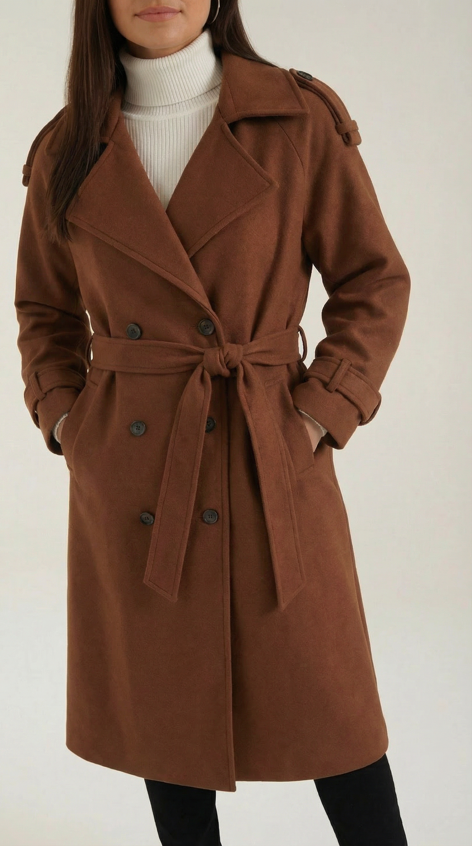 Dolores Women's Belted Button Front Trench Coat