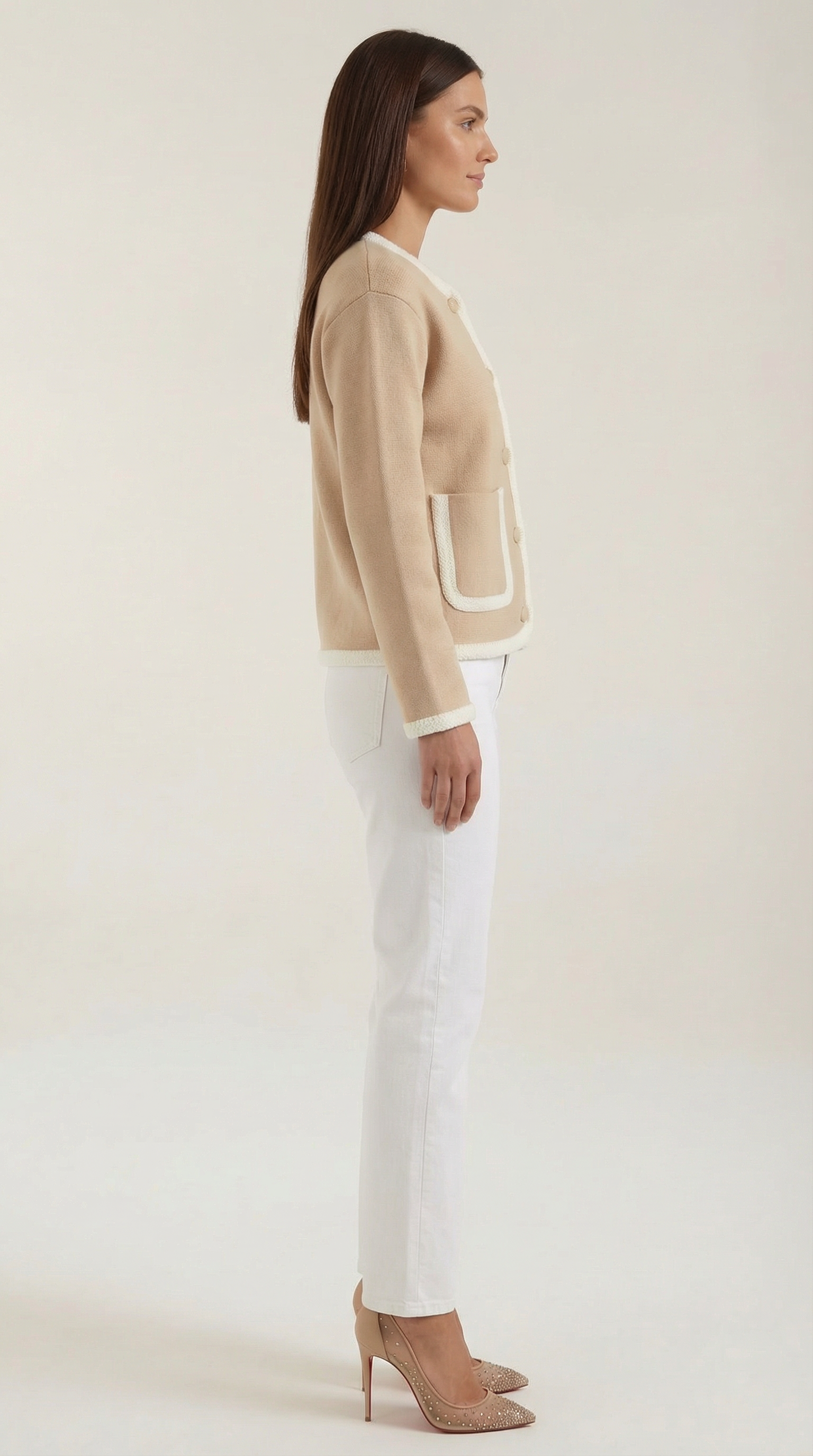 Donna Women's Patch Pocket Cropped Knitted Cardigan