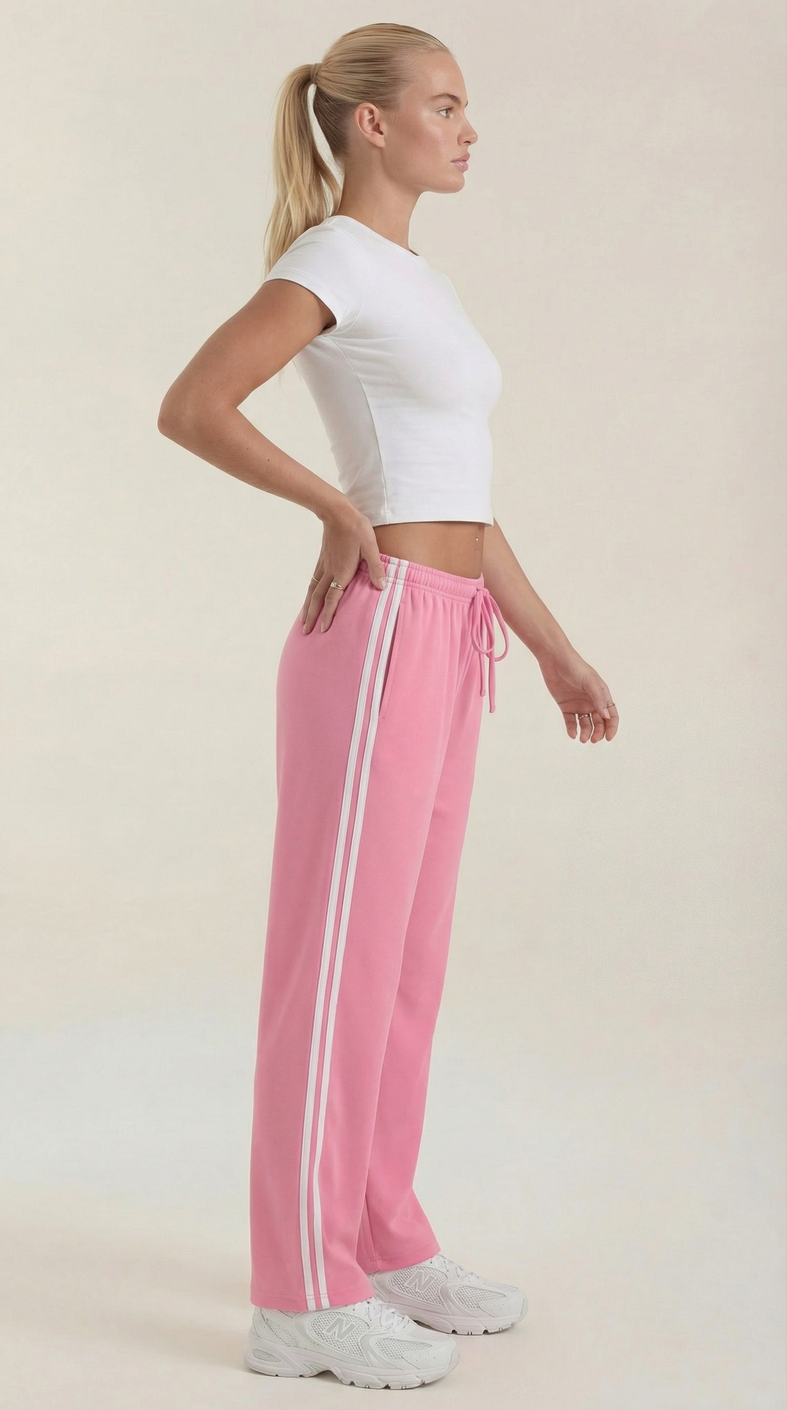 Eileen Women's Drawstring Wide Leg Side Stripe Joggers