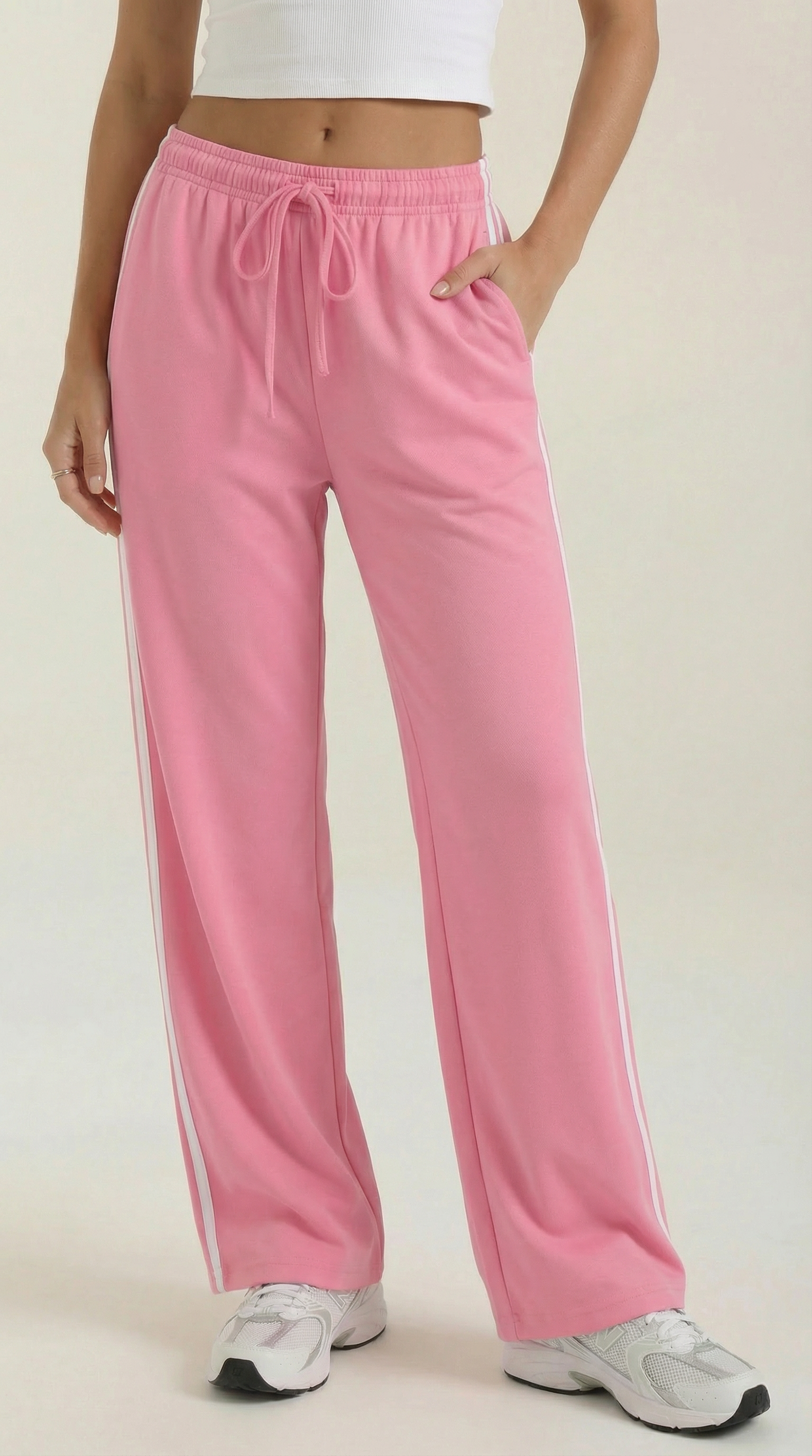 Eileen Women's Drawstring Wide Leg Side Stripe Joggers