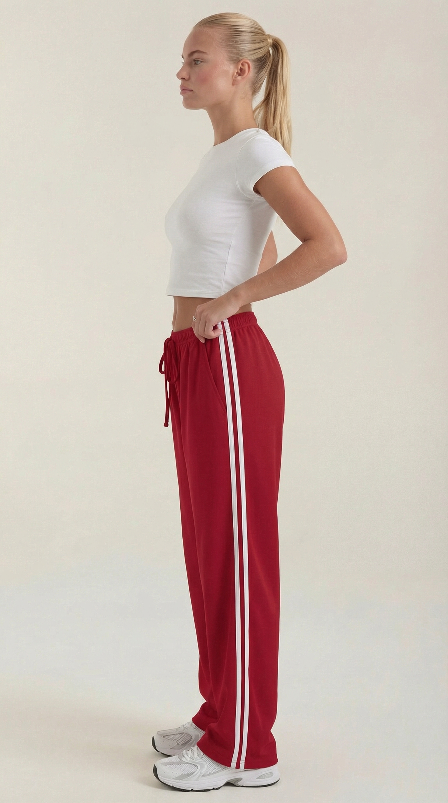 Eileen Women's Drawstring Wide Leg Side Stripe Joggers