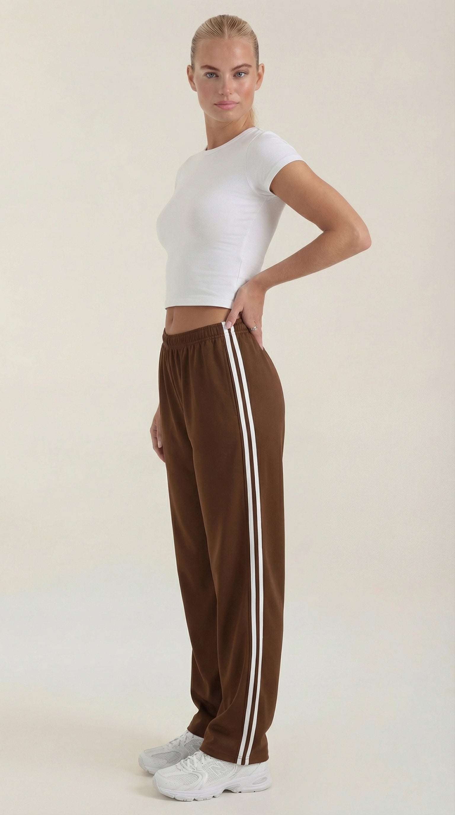 Eileen Women's Drawstring Wide Leg Side Stripe Joggers