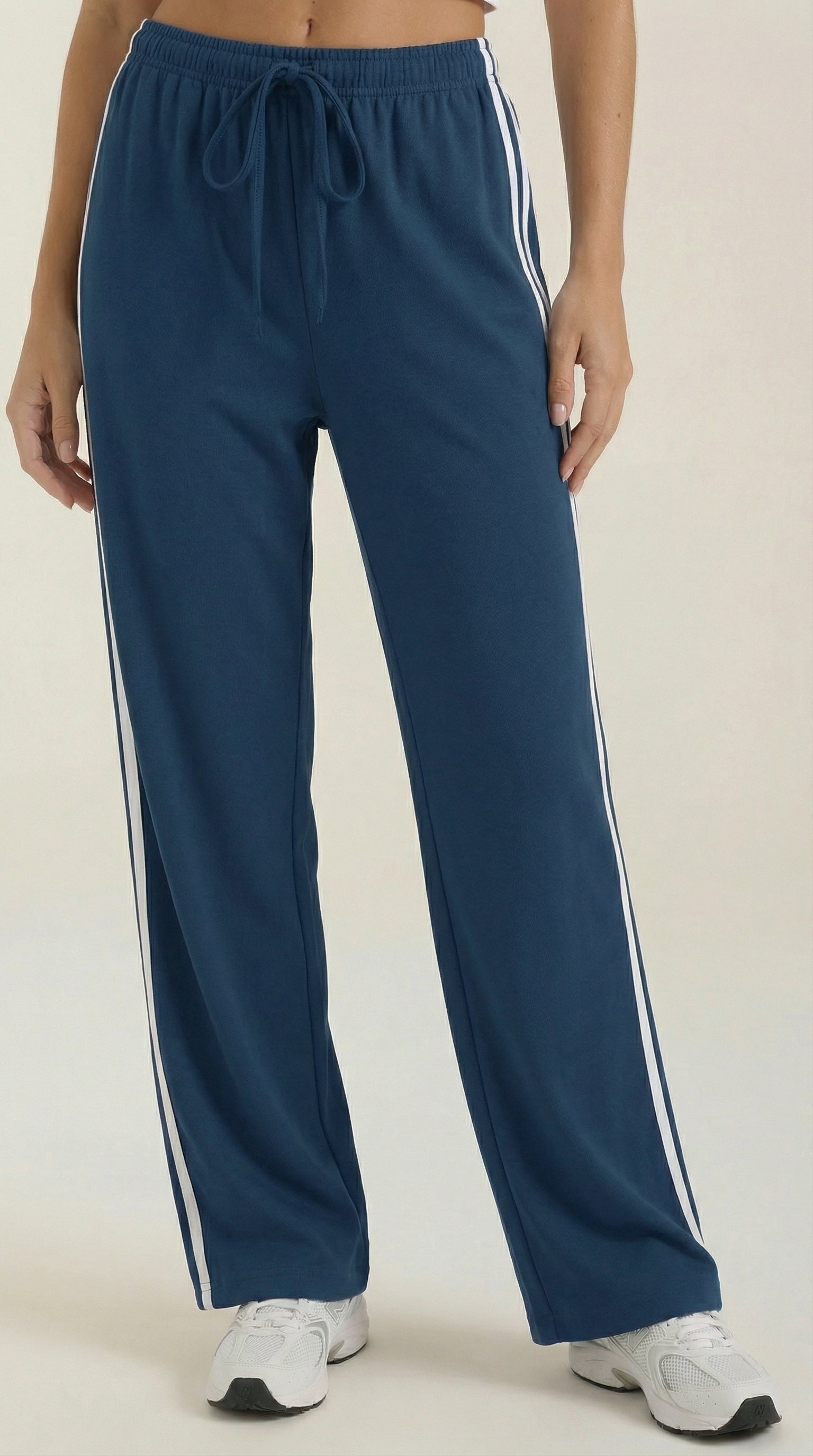 Eileen Women's Drawstring Wide Leg Side Stripe Joggers