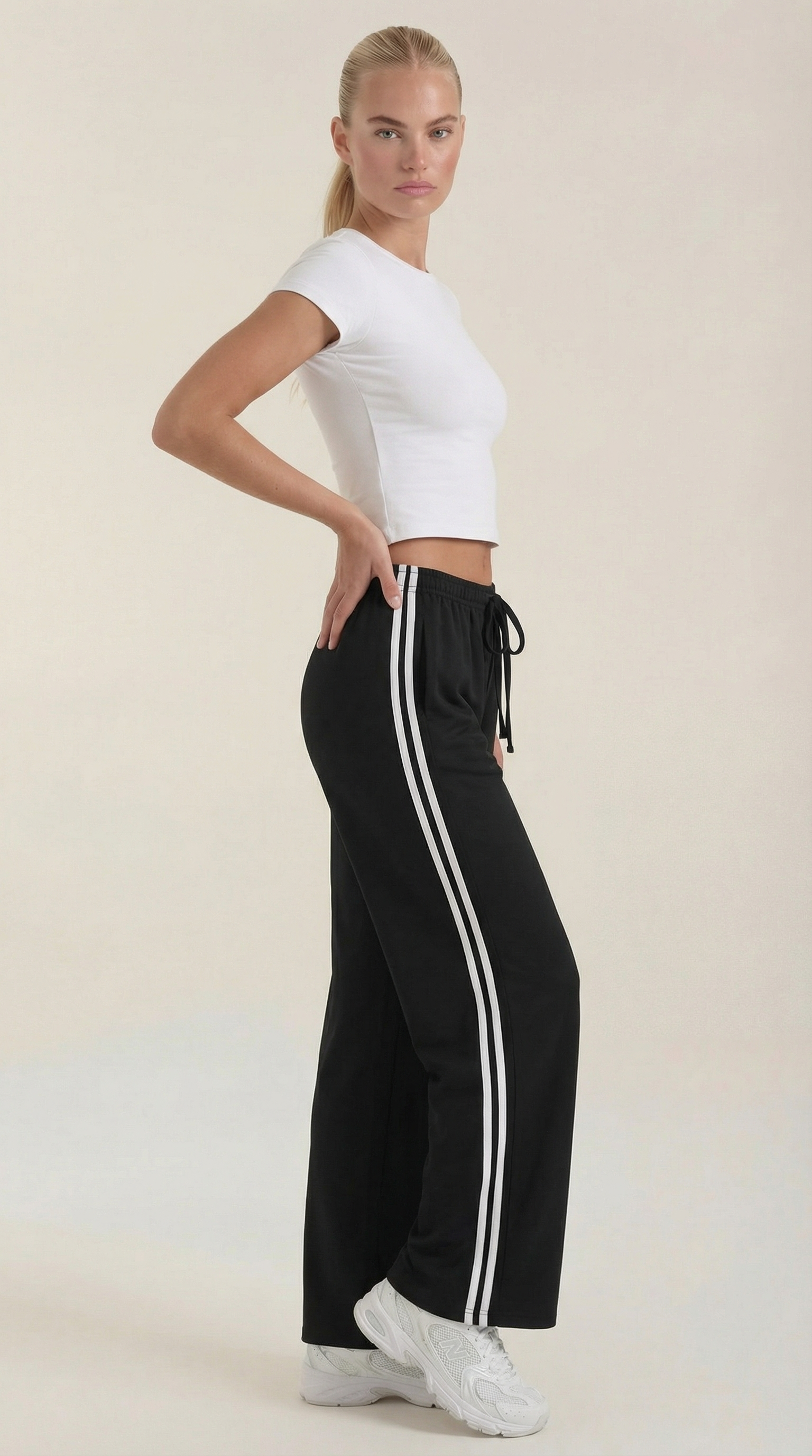 Eileen Women's Drawstring Wide Leg Side Stripe Joggers