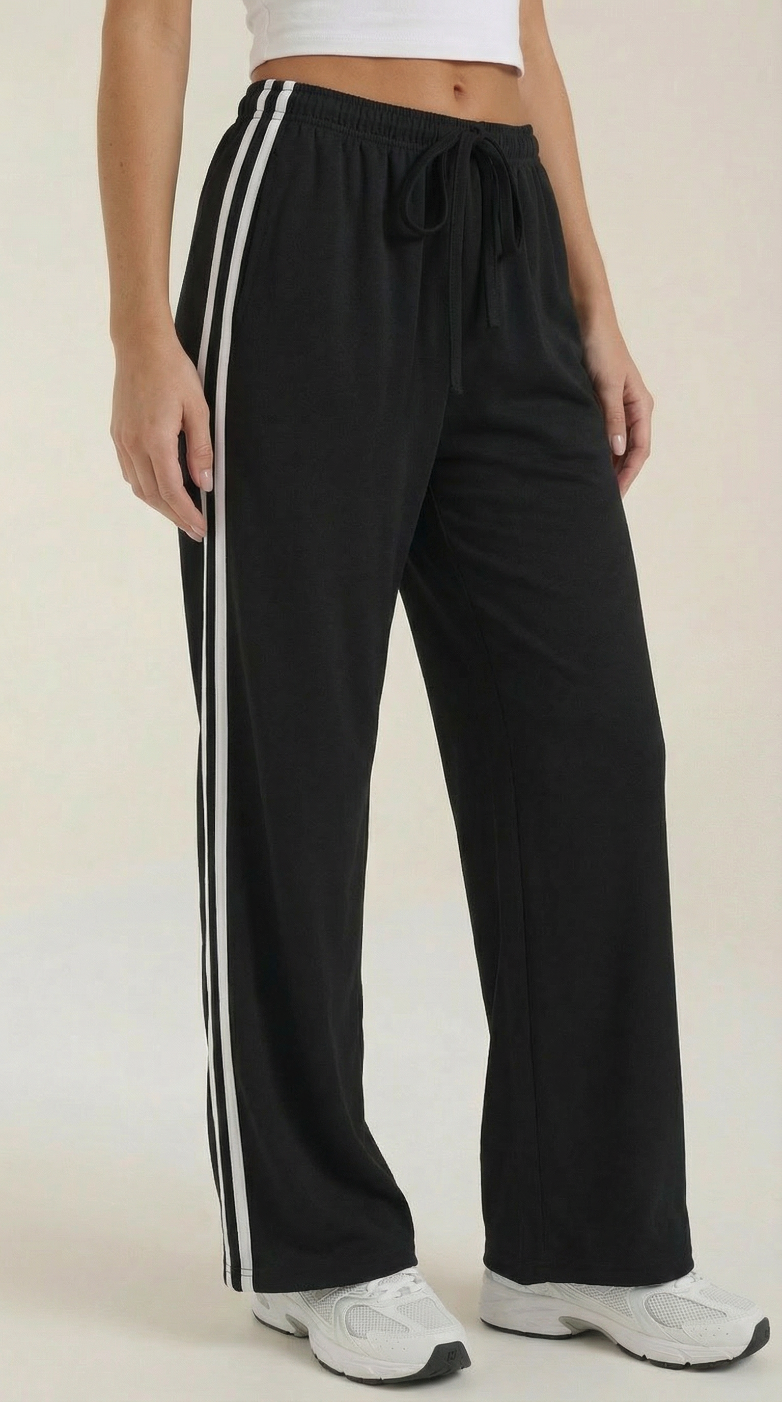 Eileen Women's Drawstring Wide Leg Side Stripe Joggers