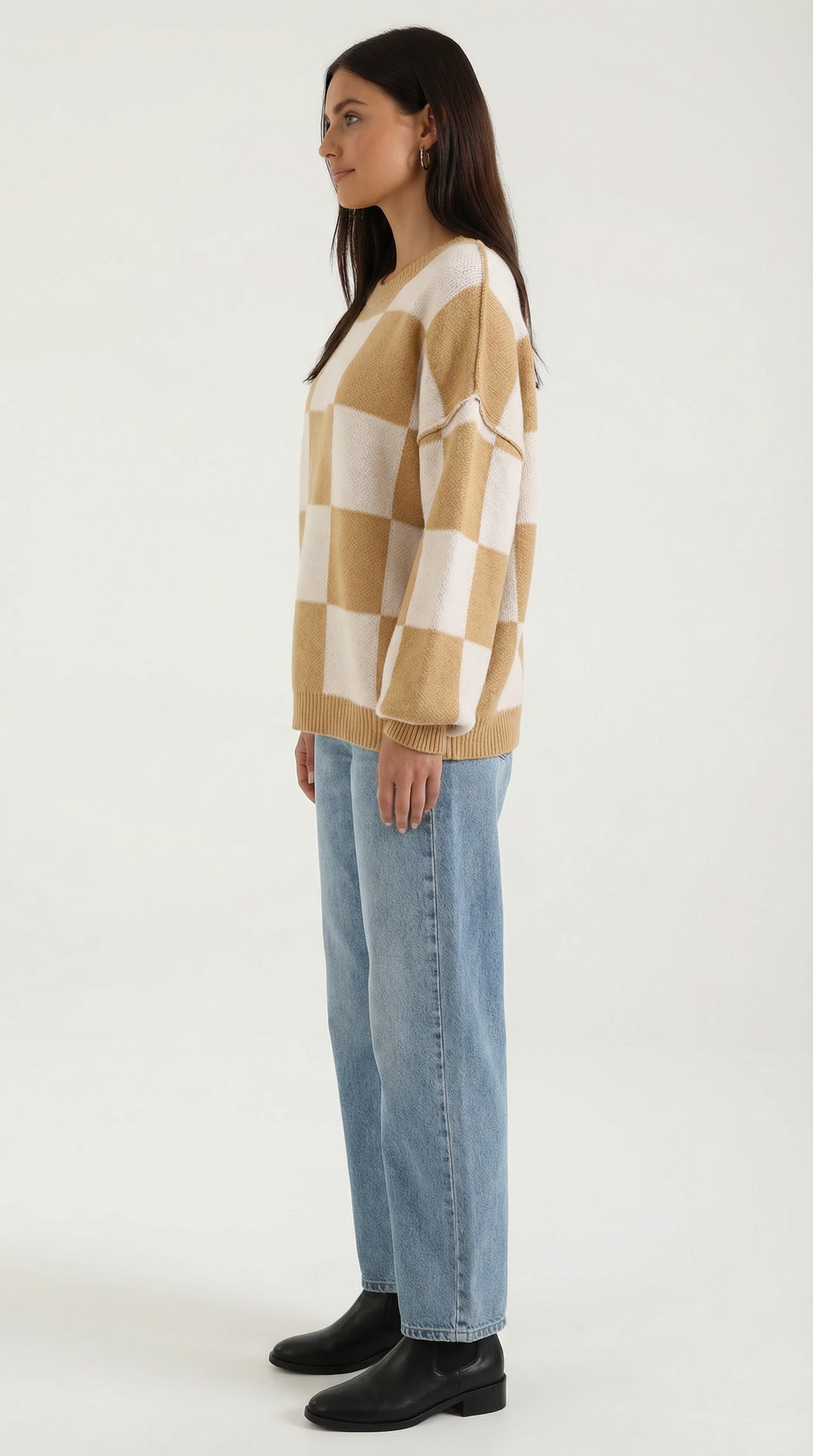 Emma Women's Oversized Checkerboard Knit Jumper