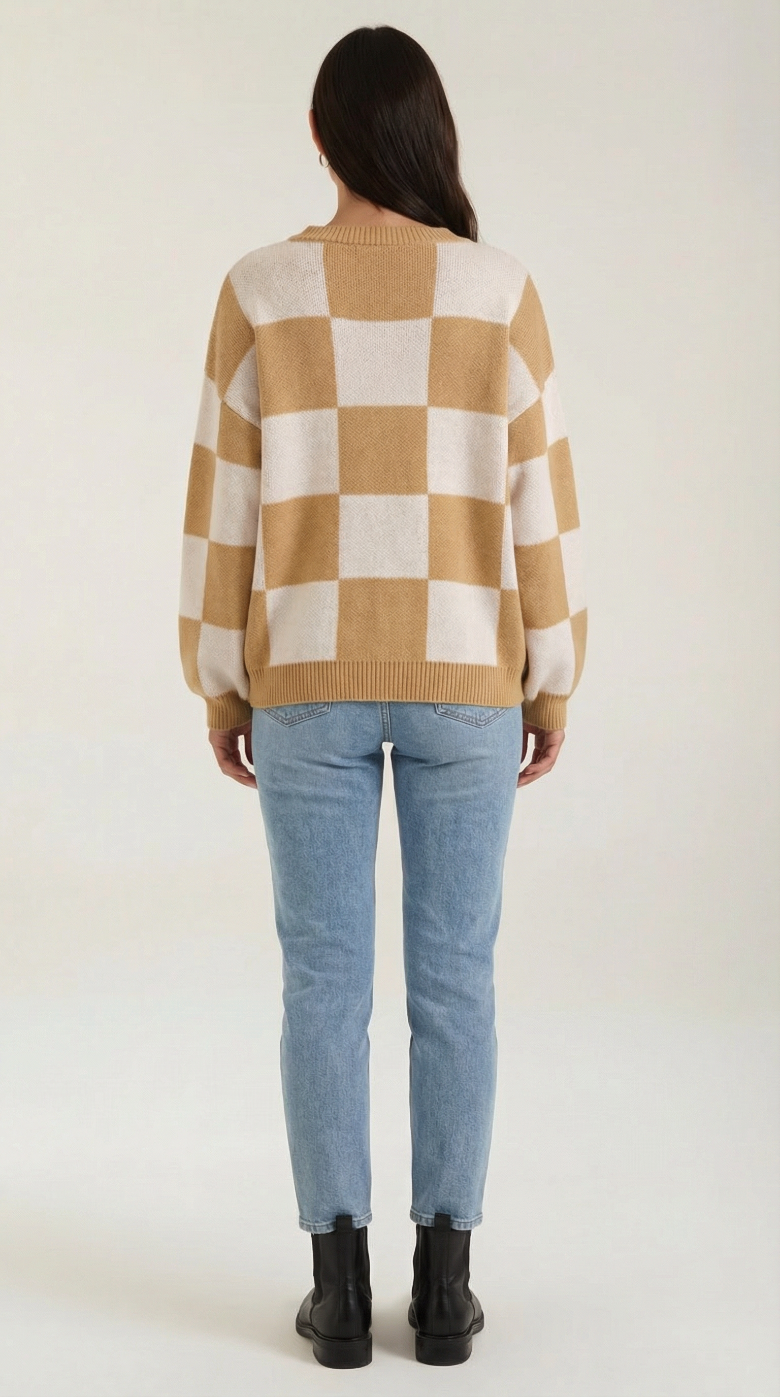 Emma Women's Oversized Checkerboard Knit Jumper