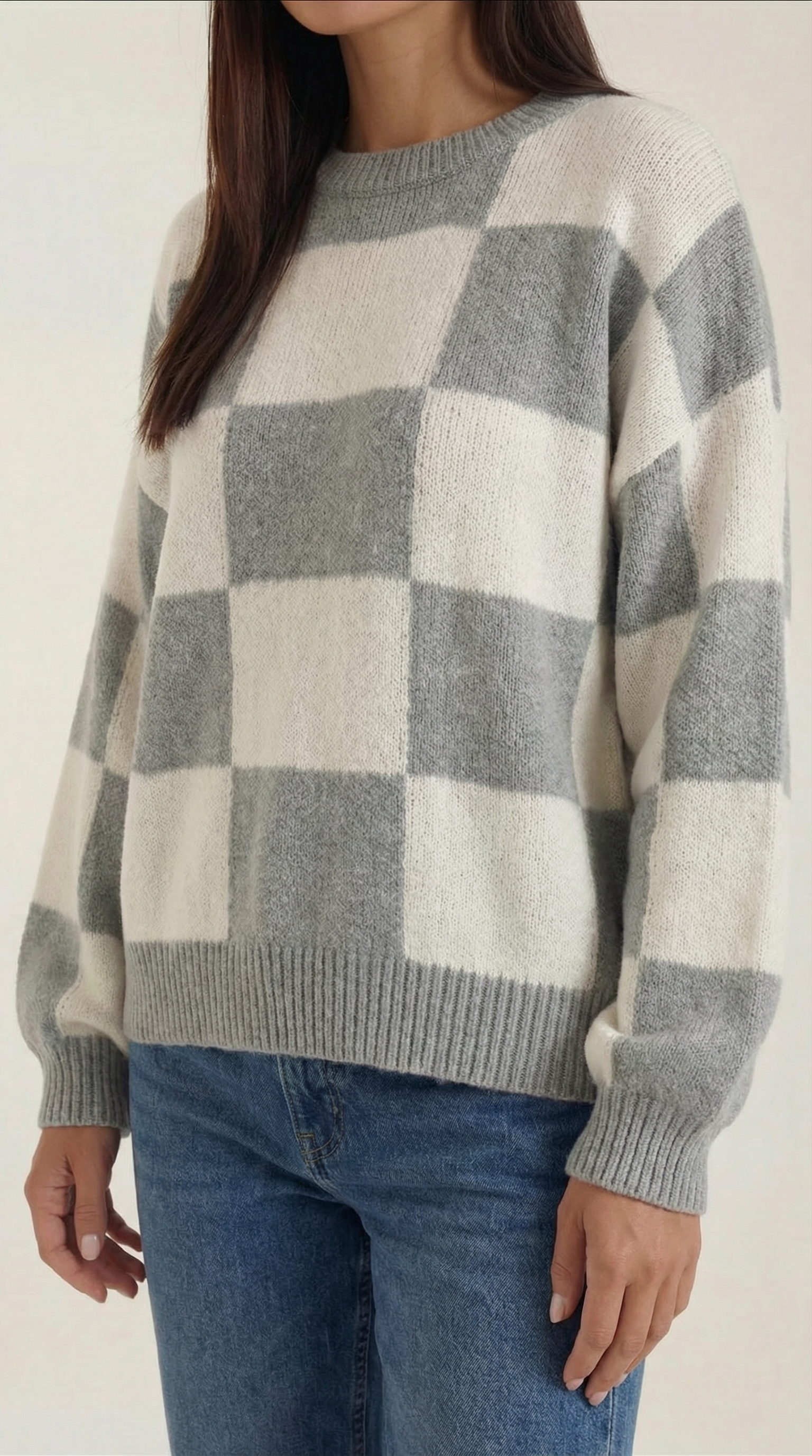 Emma Women's Oversized Checkerboard Knit Jumper