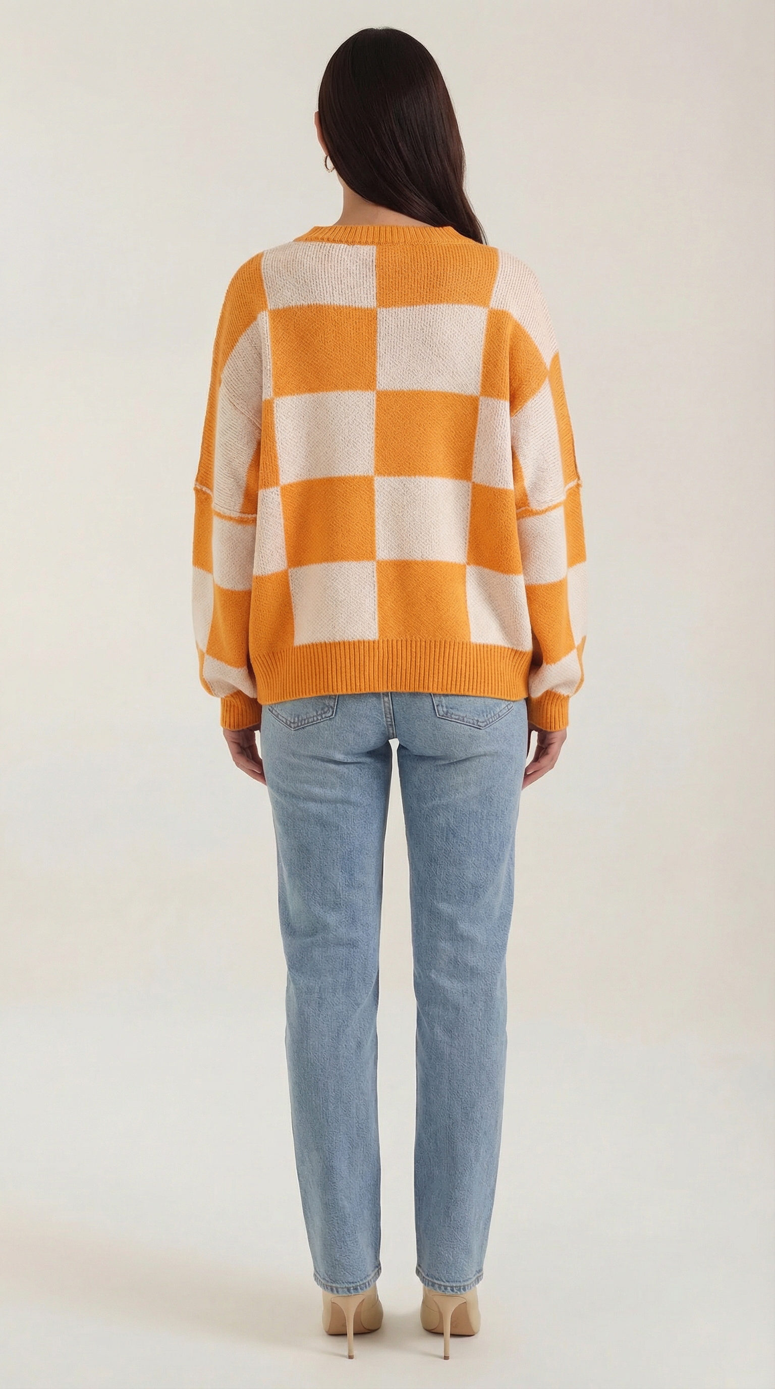 Emma Women's Oversized Checkerboard Knit Jumper