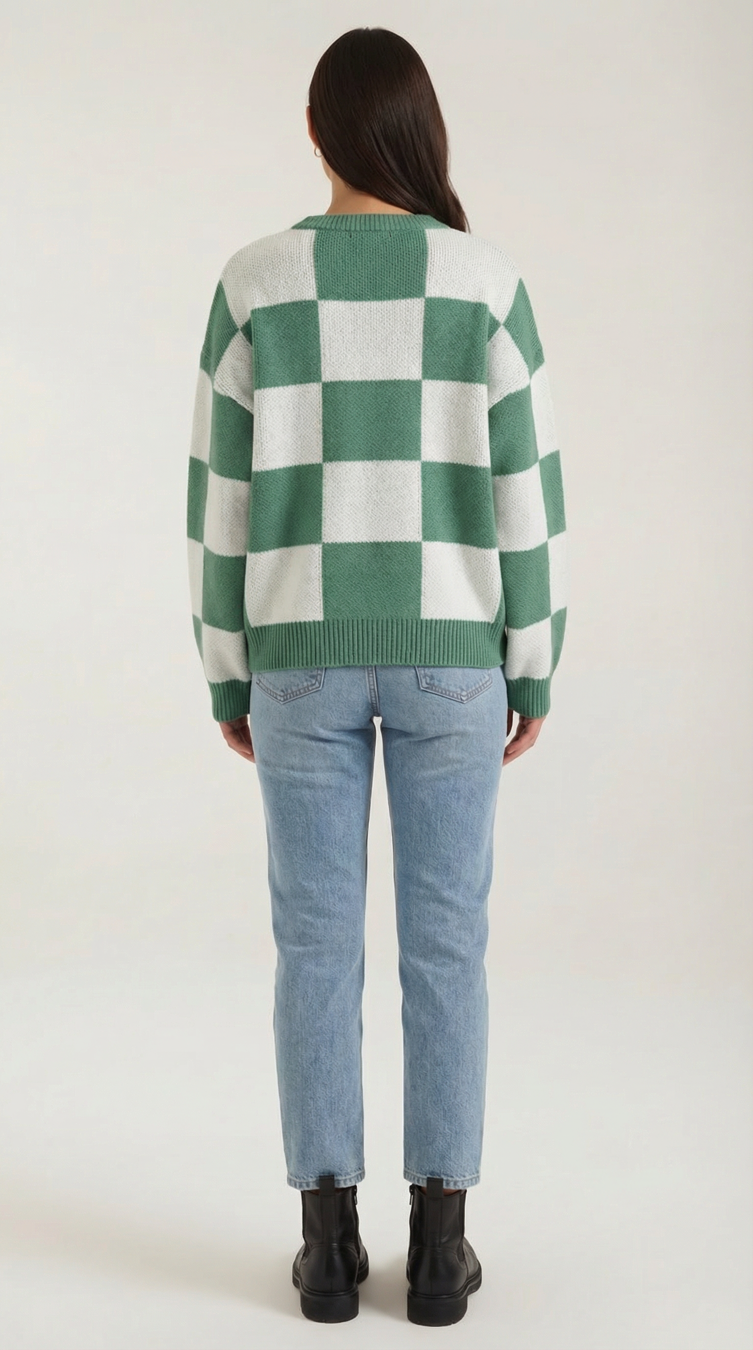 Emma Women's Oversized Checkerboard Knit Jumper